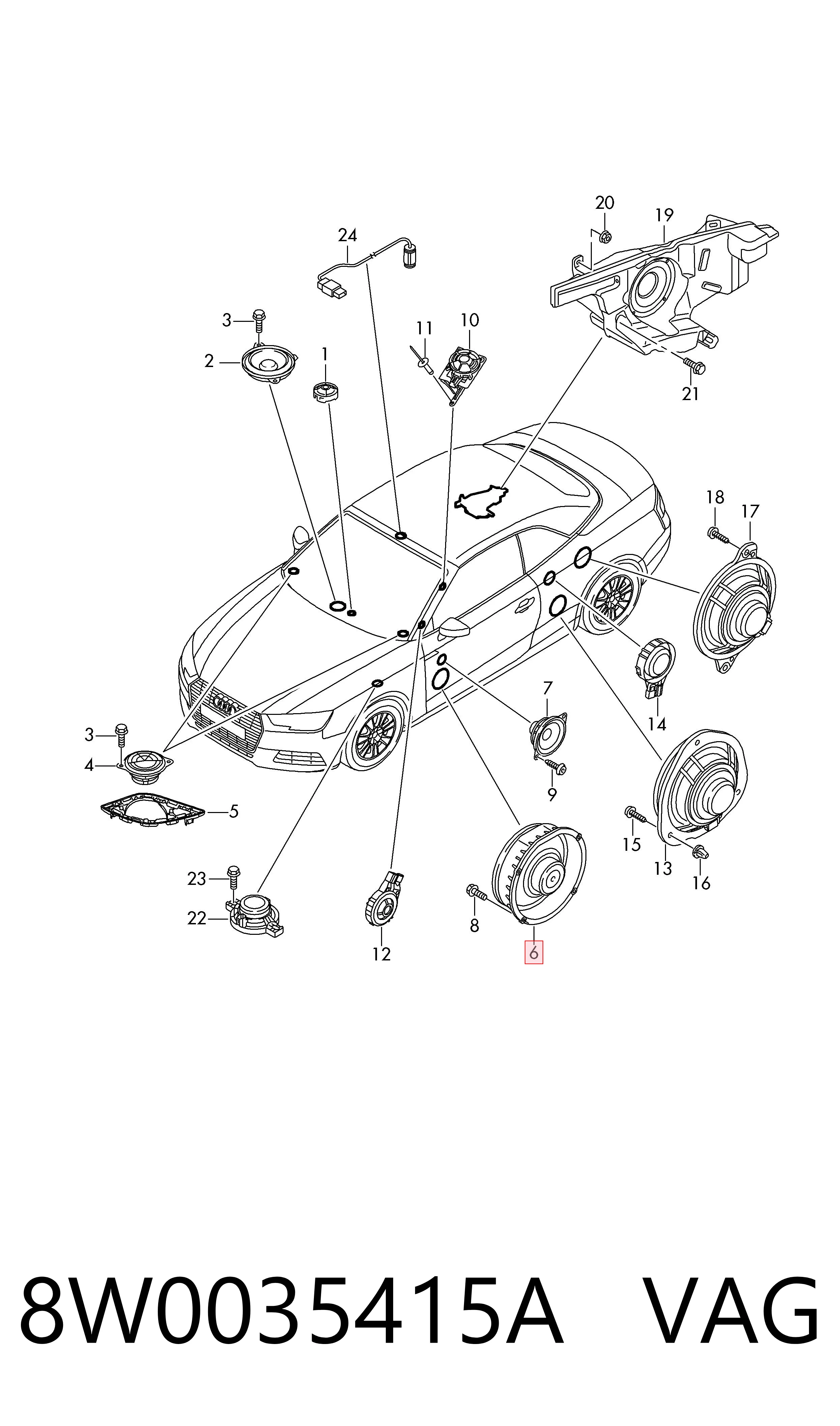 8W0035415A VAG Alto-falante da porta dianteira