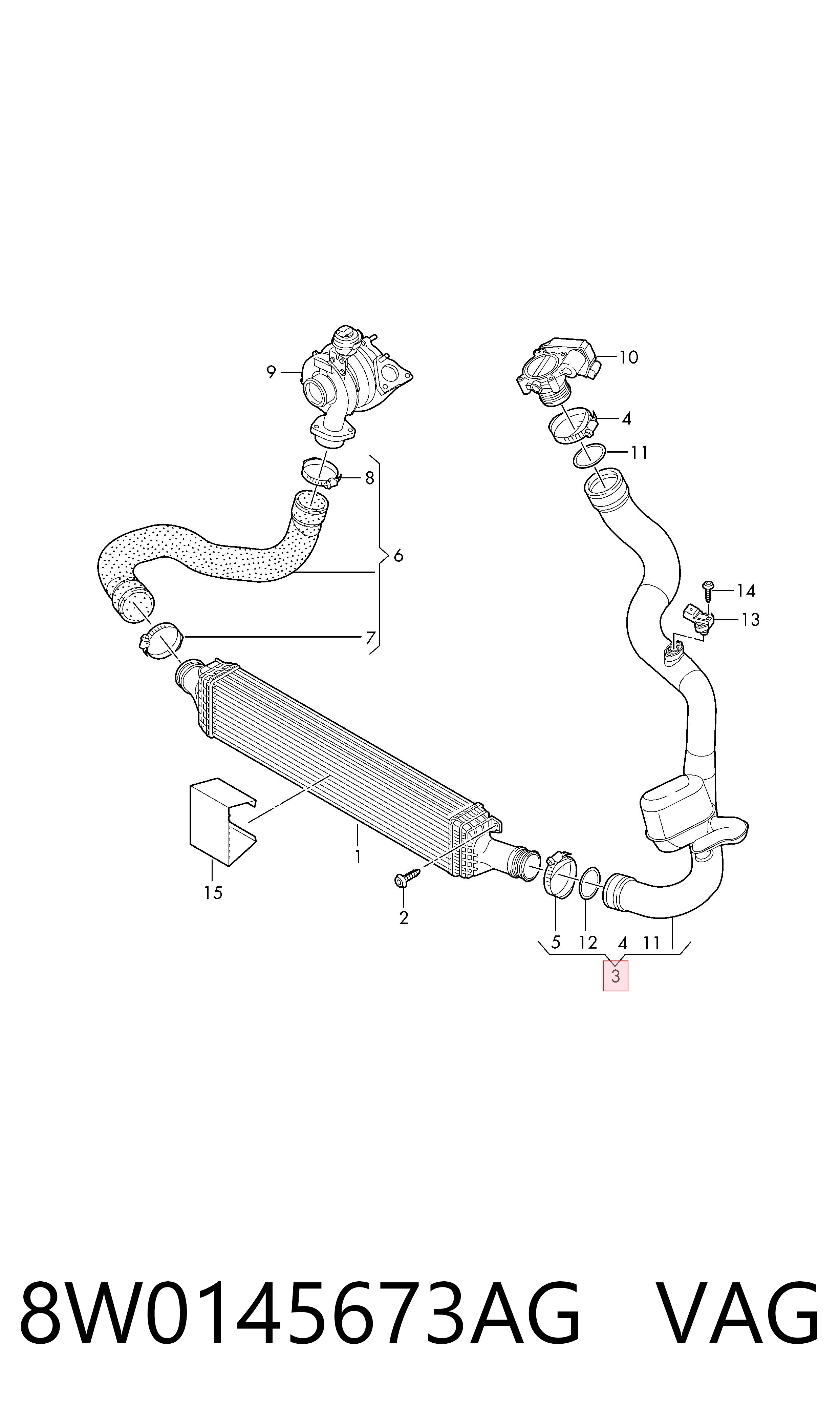 8W0145673AG VAG Mangueira (cano derivado) de intercooler