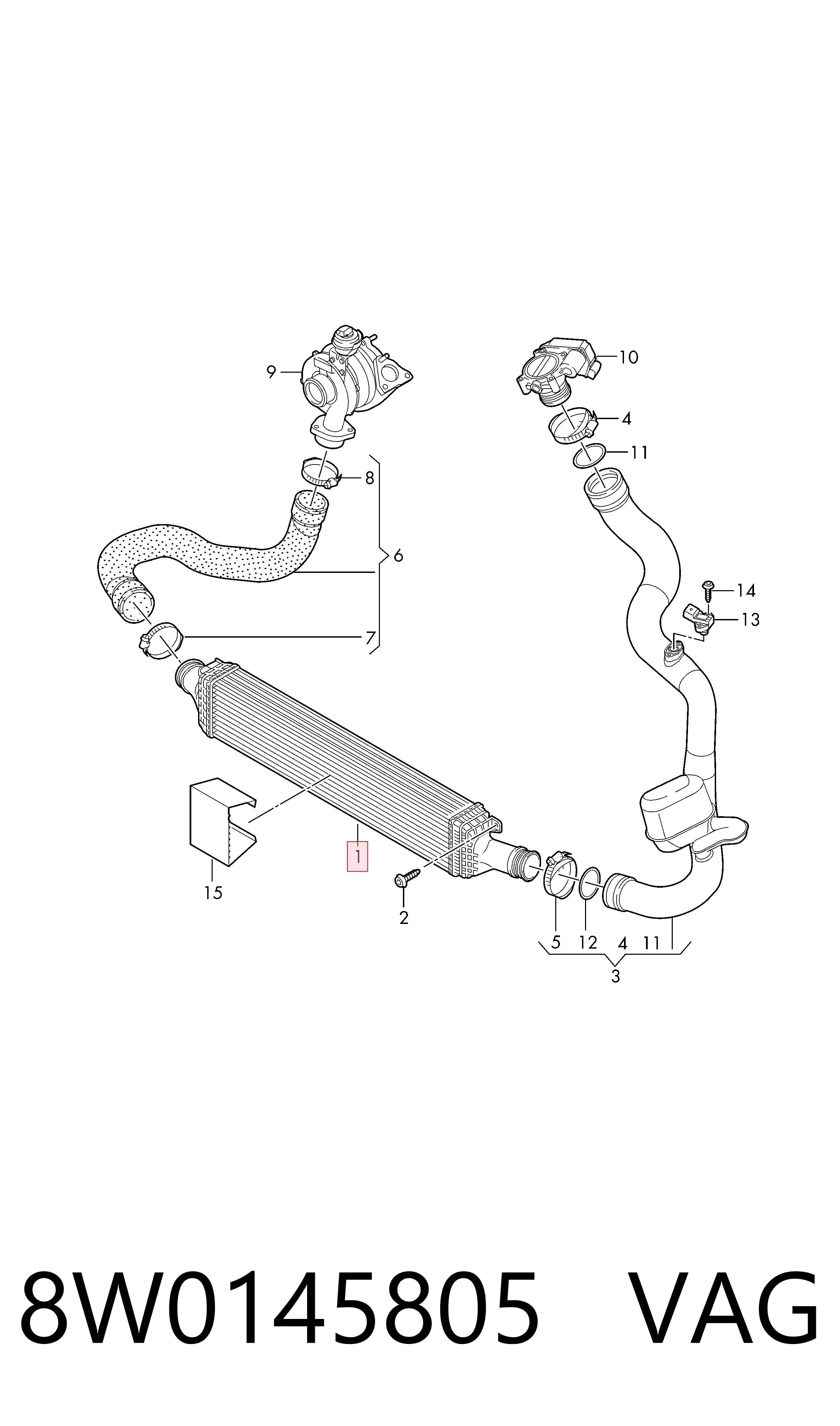 Radiador de intercooler VAG 8W0145805 preço, a partir de 134,75 USD