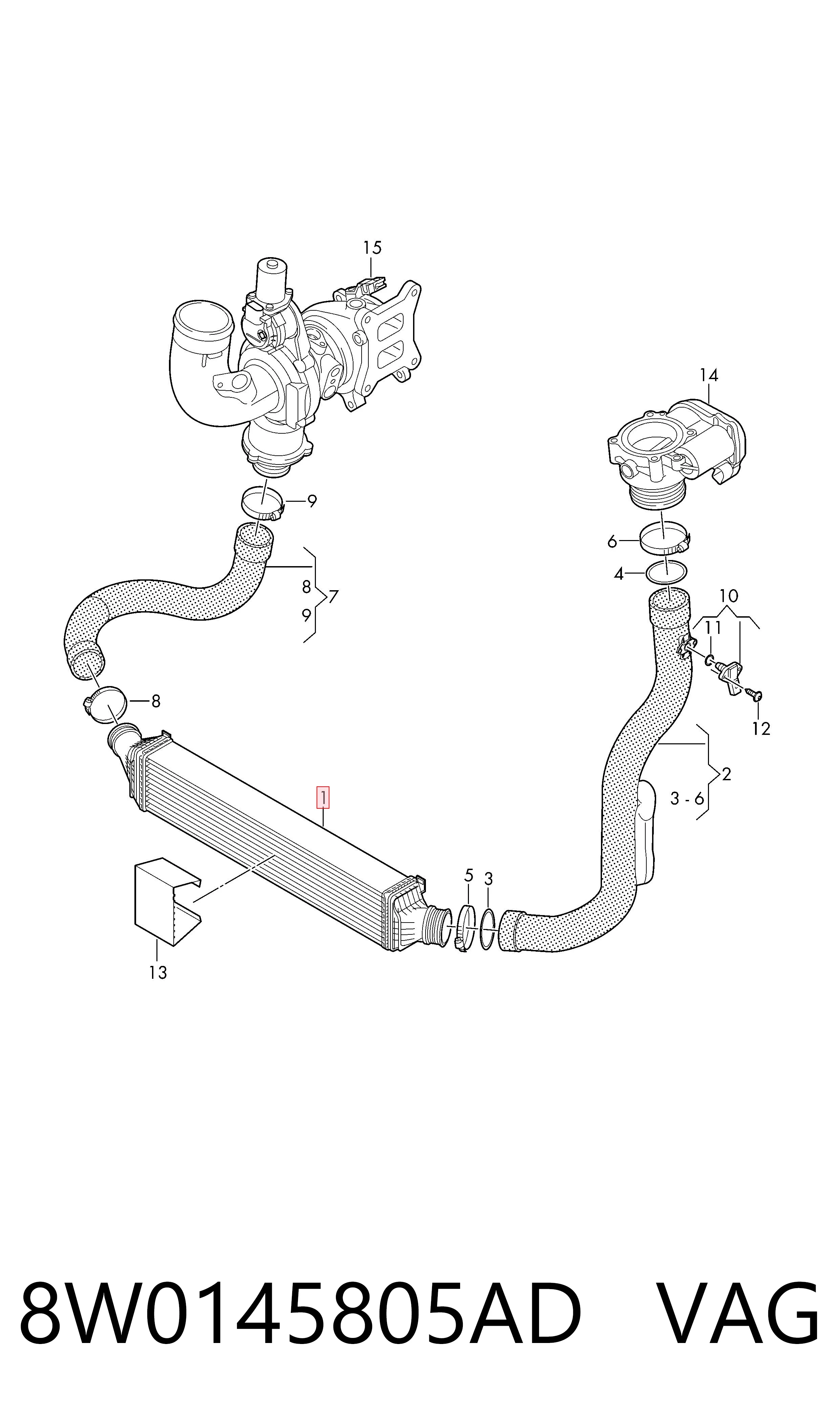 8W0145805AD VAG Radiador de intercooler