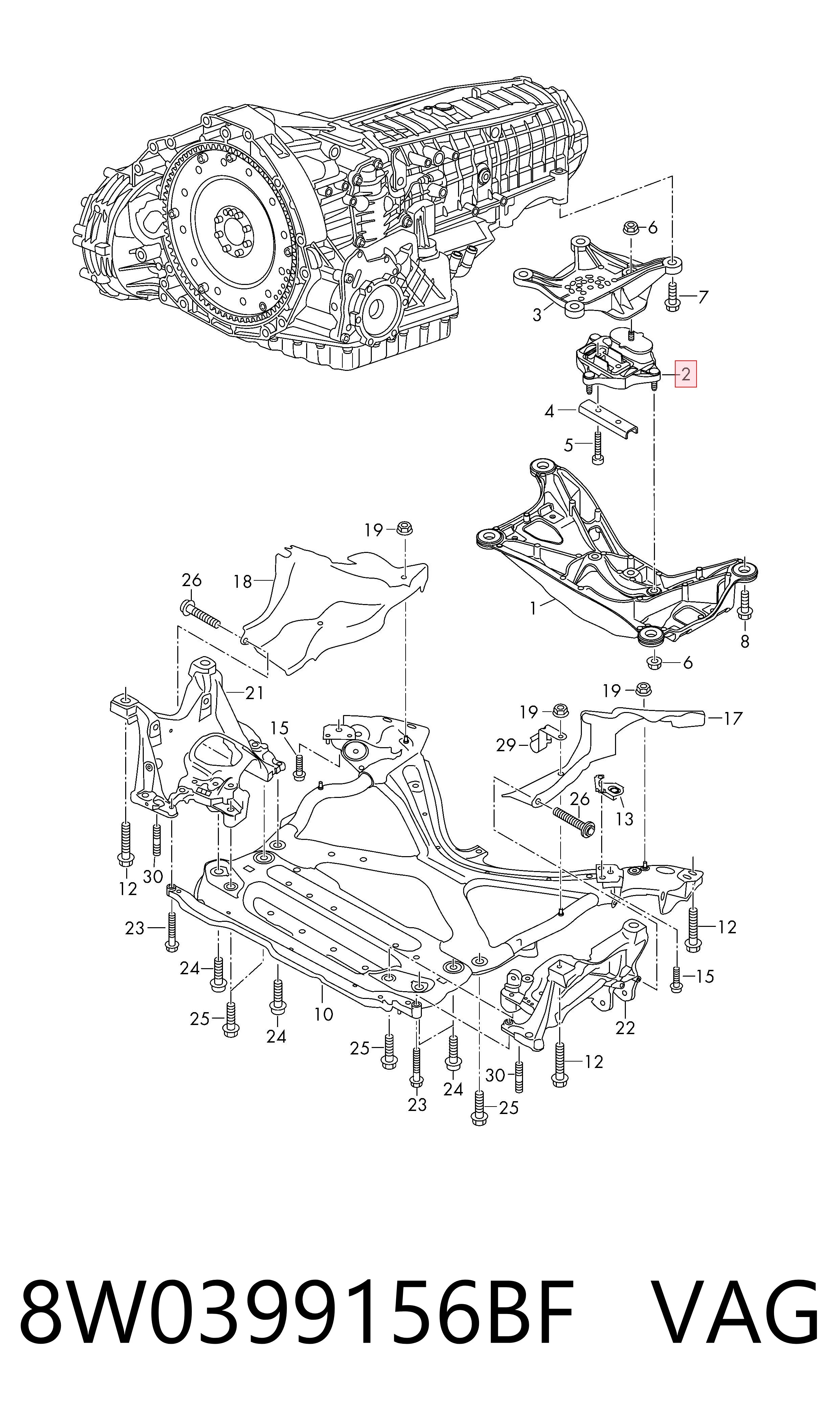 Compre Coxim de transmissão (suporte da caixa de mudança) Audi Q5 