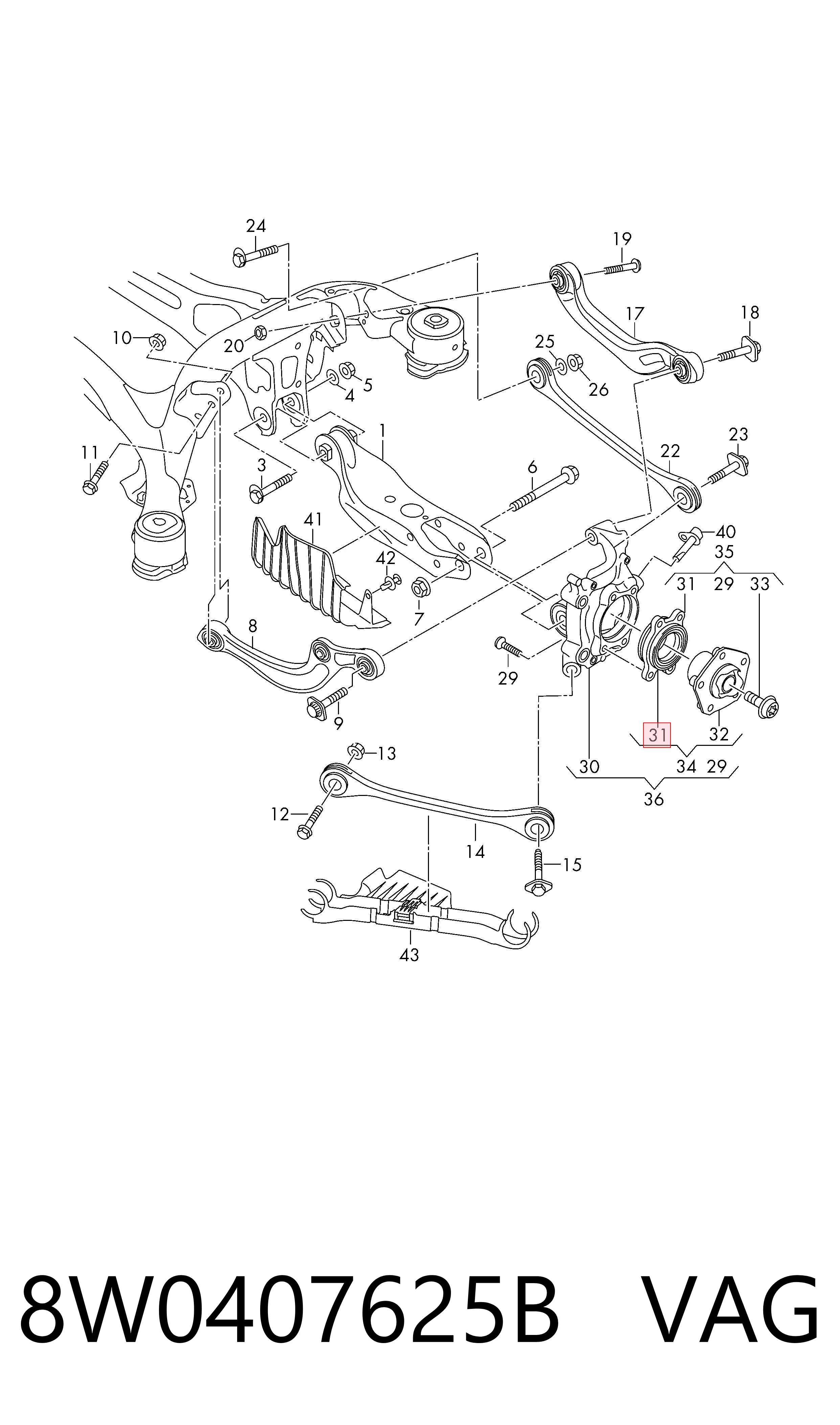 8W0407625B VAG Cubo traseiro