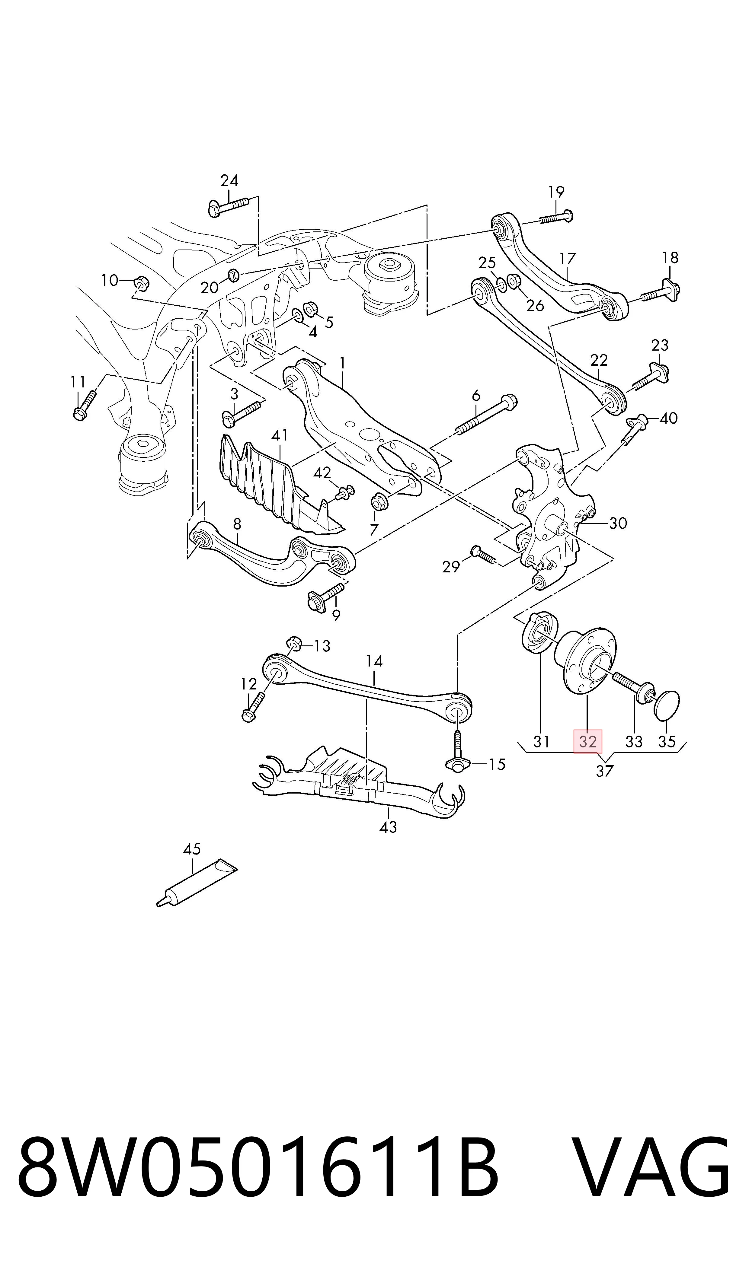 8W0501611B VAG Cubo traseiro