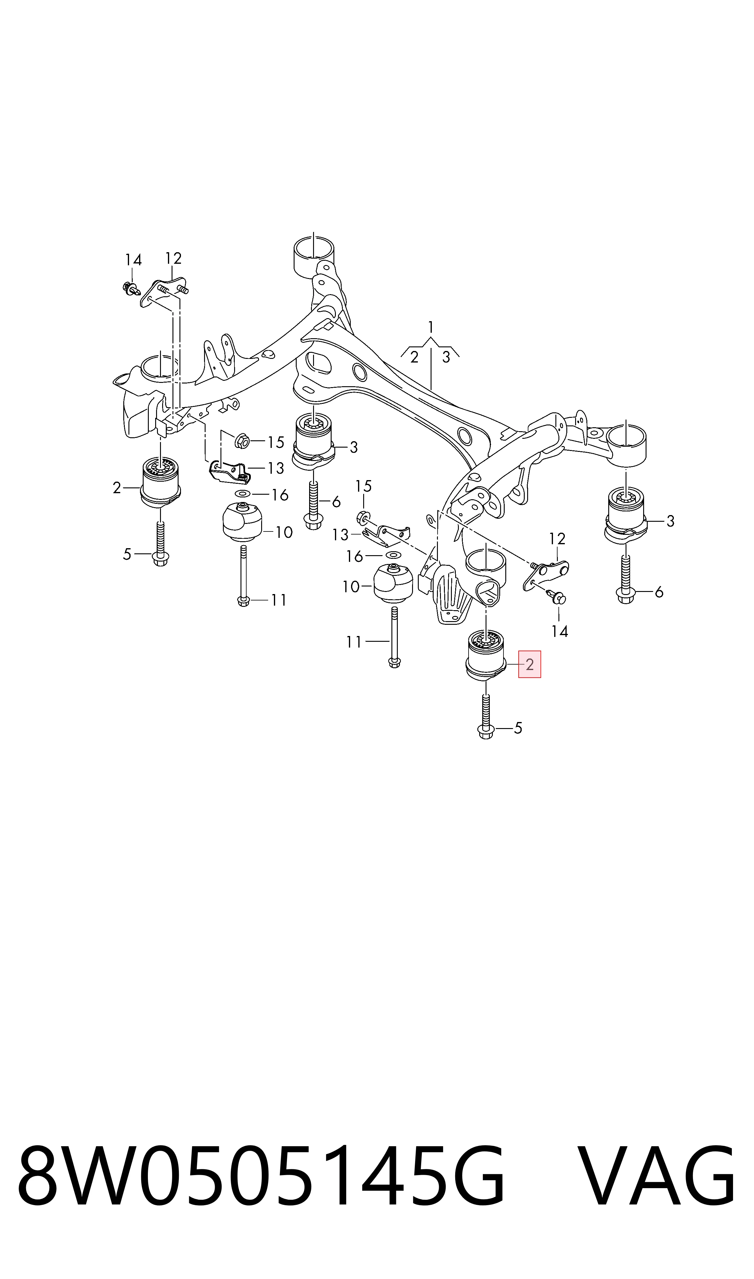  Bloco silencioso de viga traseira (de plataforma veicular) Audi A4 Avant B9 carrinha (8W5, 8WD) (2015 - 2026) Avant B9