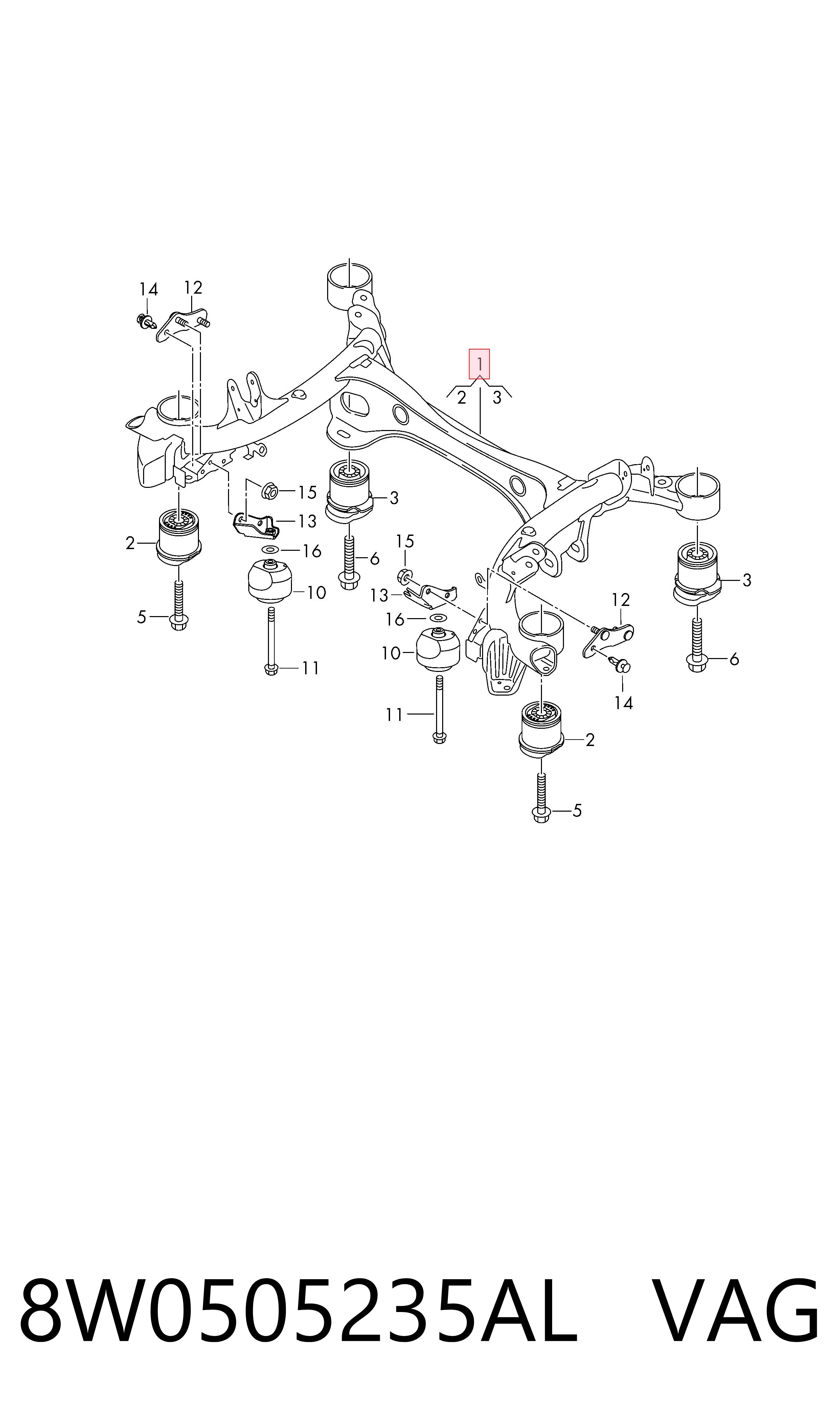 Viga de suspensão traseira (plataforma veicular) Audi A5 Sportback F5A, F5F