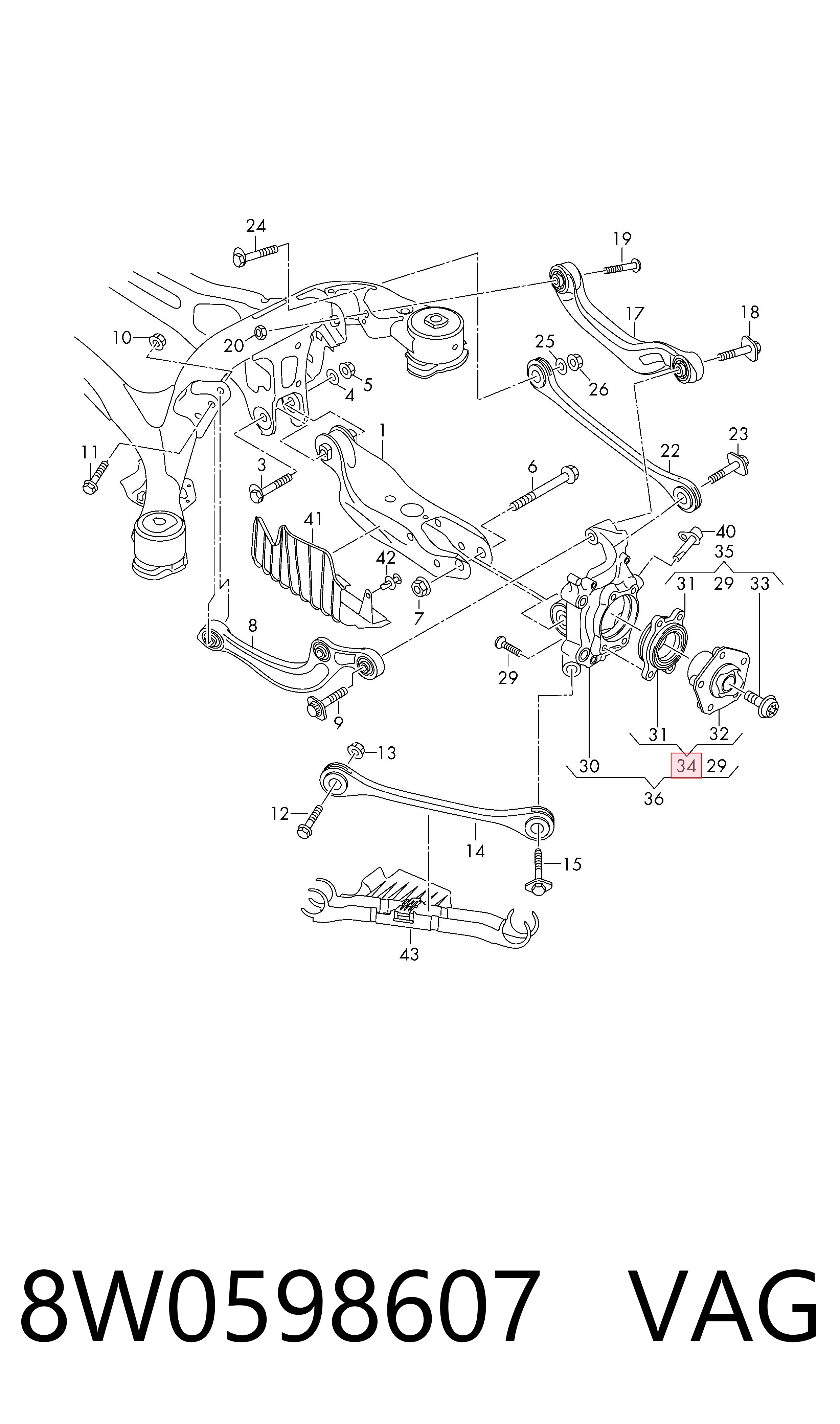 8W0598607 VAG Cubo traseiro