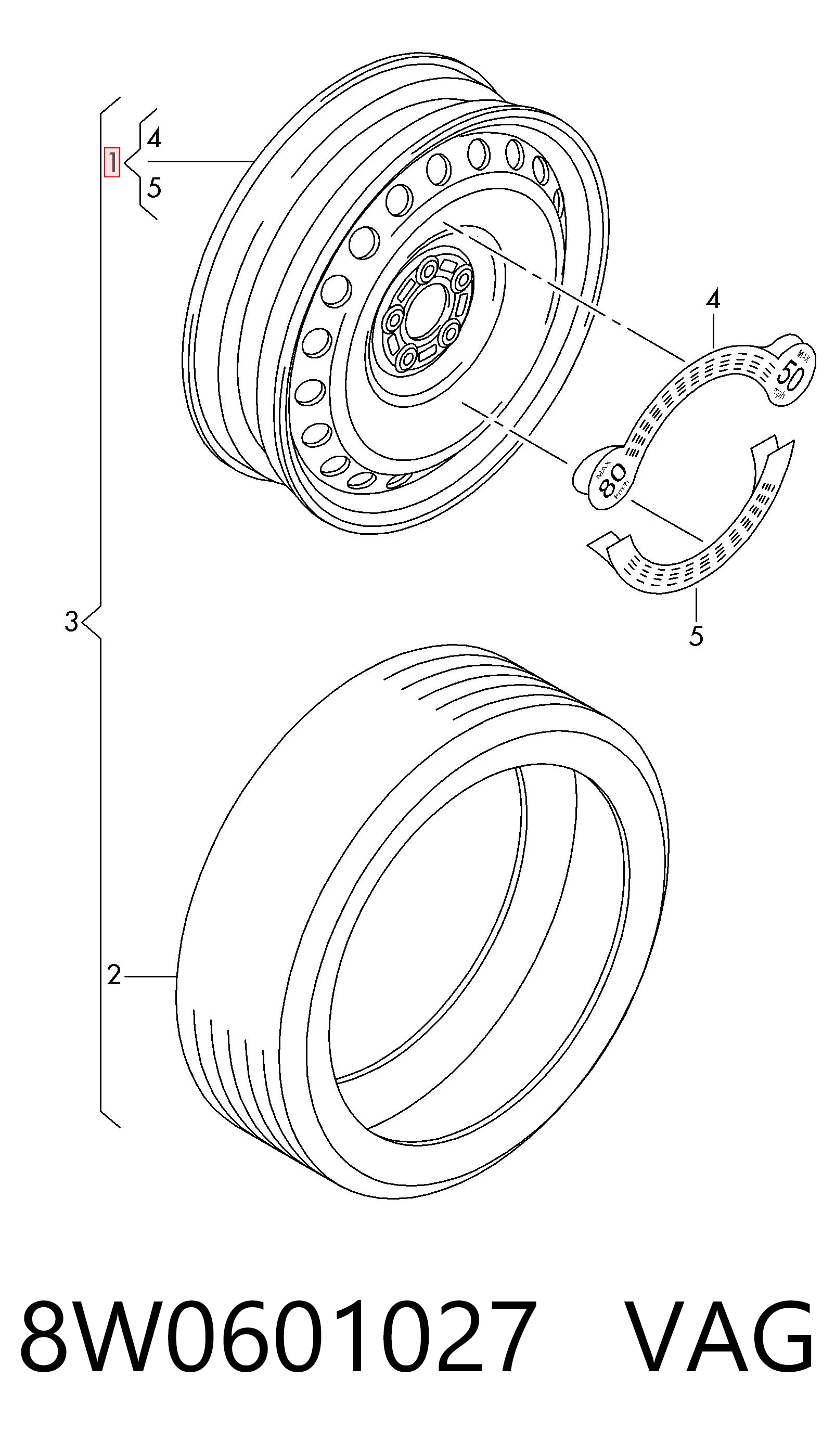 8W0601027 VAG Roda de emergência
