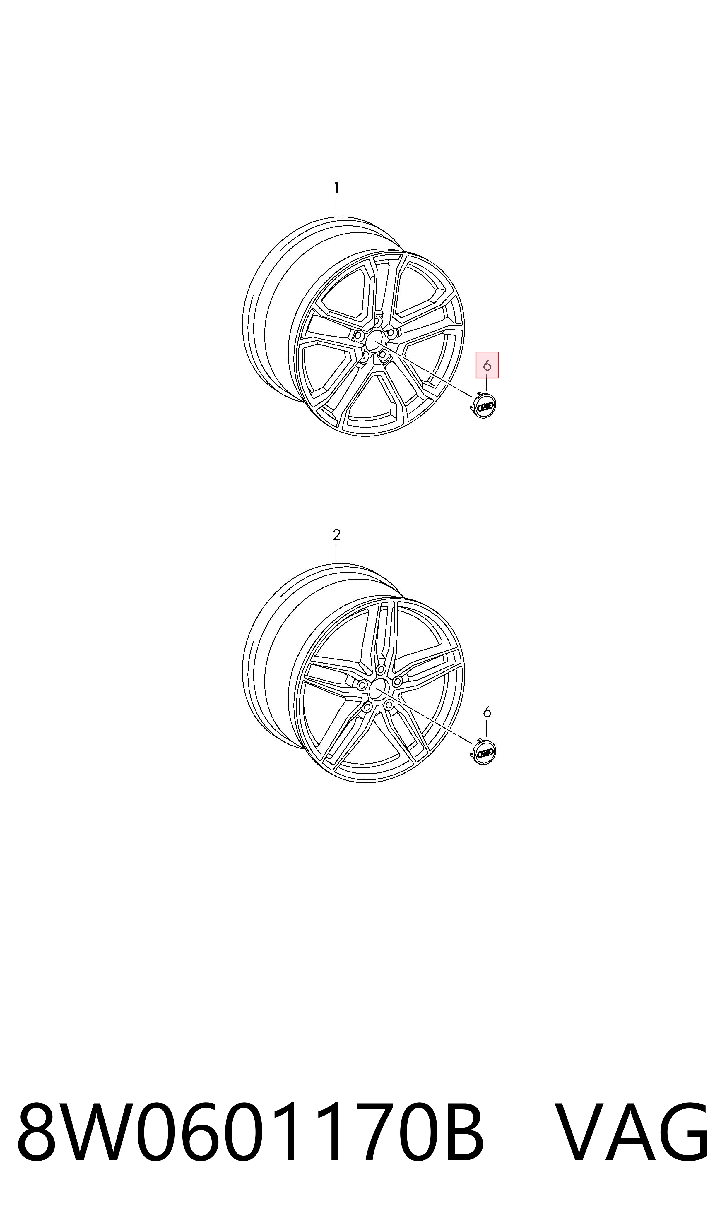 Compre 8W0601170B VAG Coberta de disco de roda