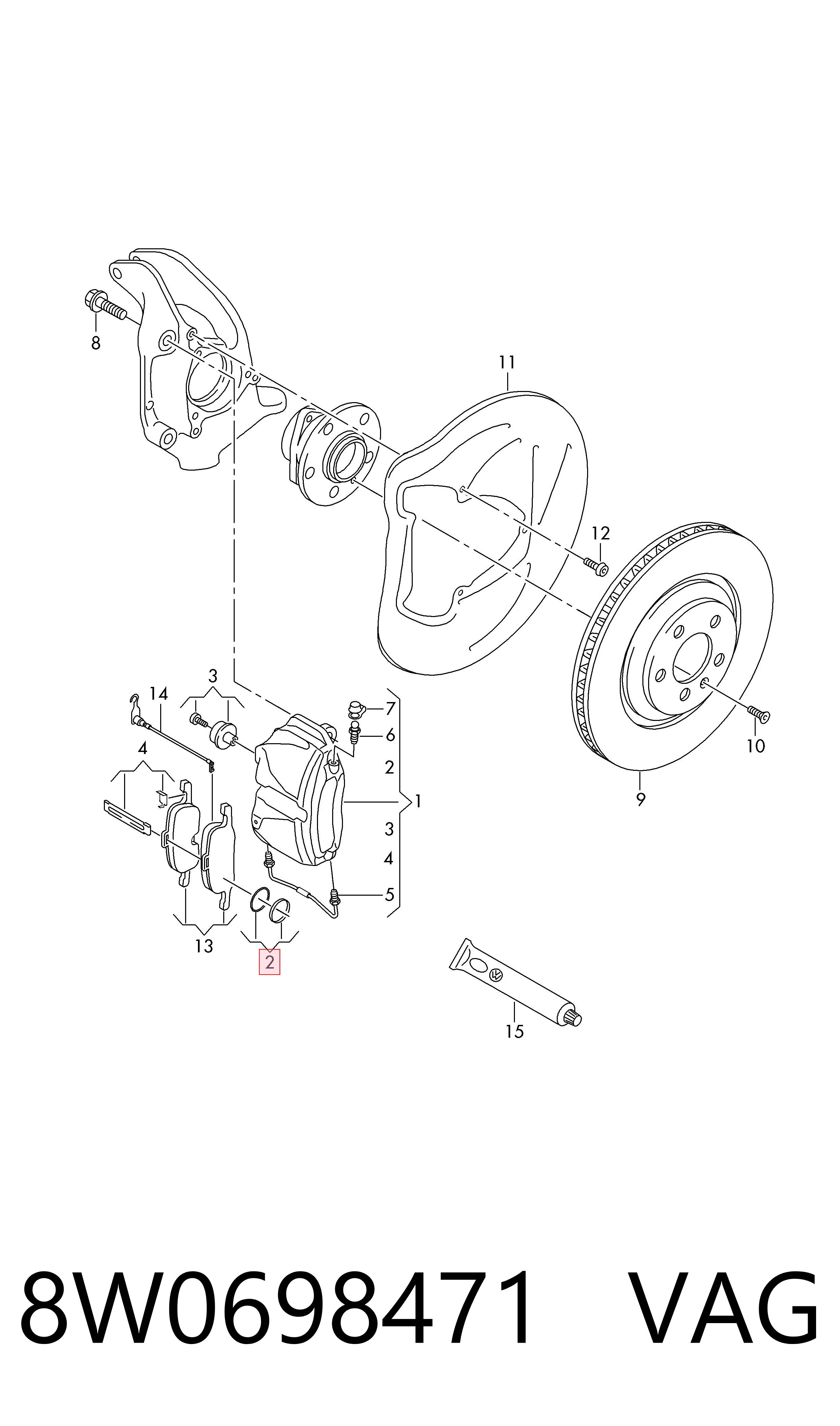 Kit de reparação de suporte do freio dianteiro VAG 8W0698471 preço, a partir de 34,40 USD