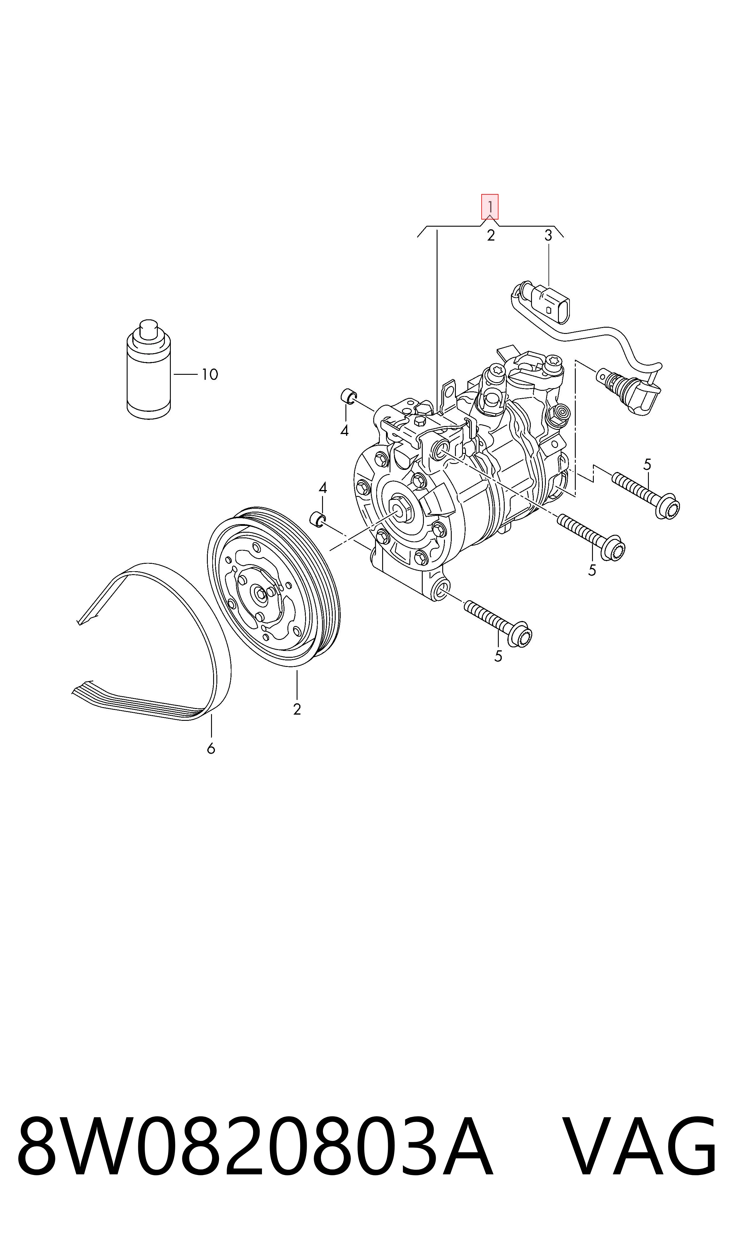 8W0820803A VAG Compressor de aparelho de ar condicionado