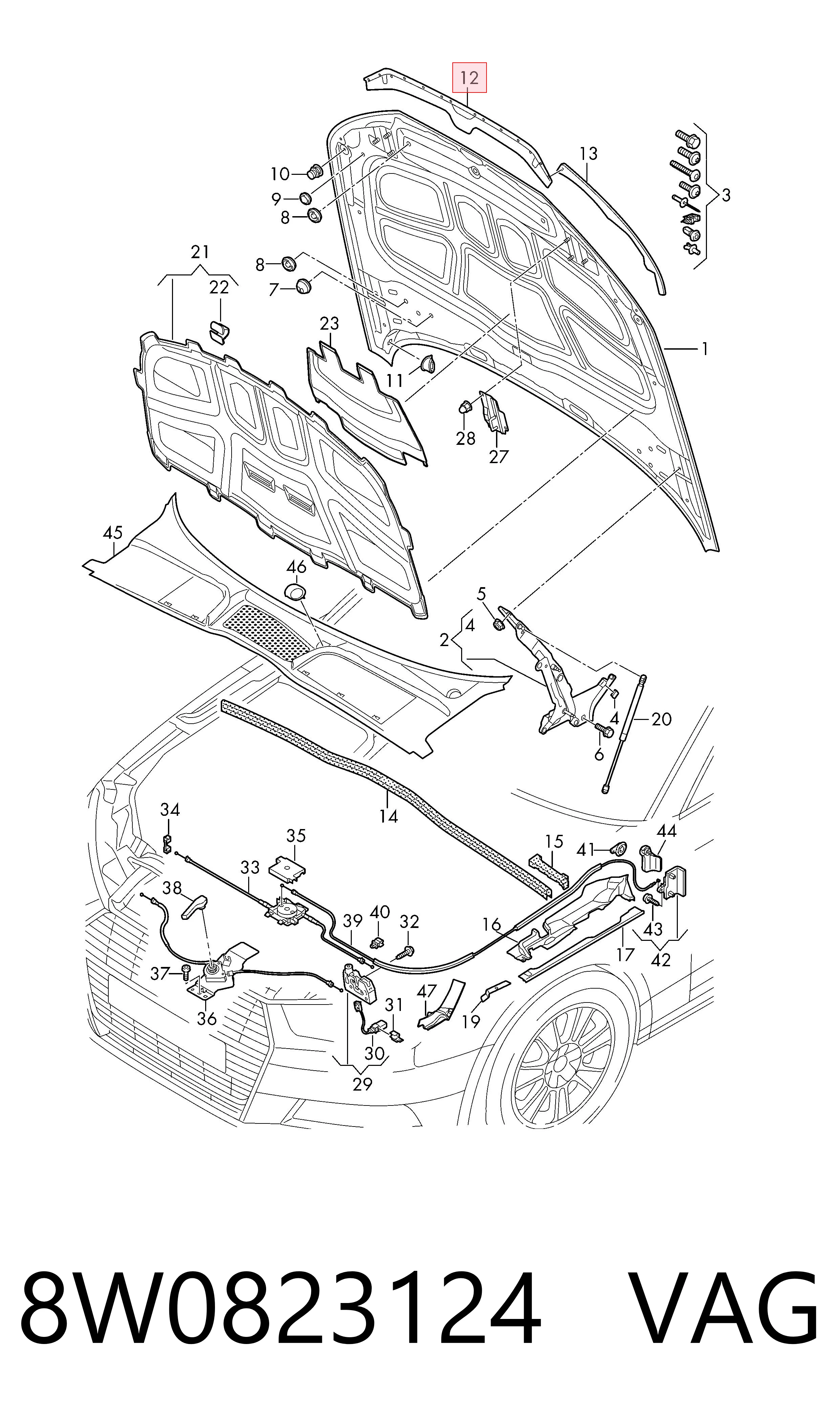 8W0823124 VAG Vedação da capota