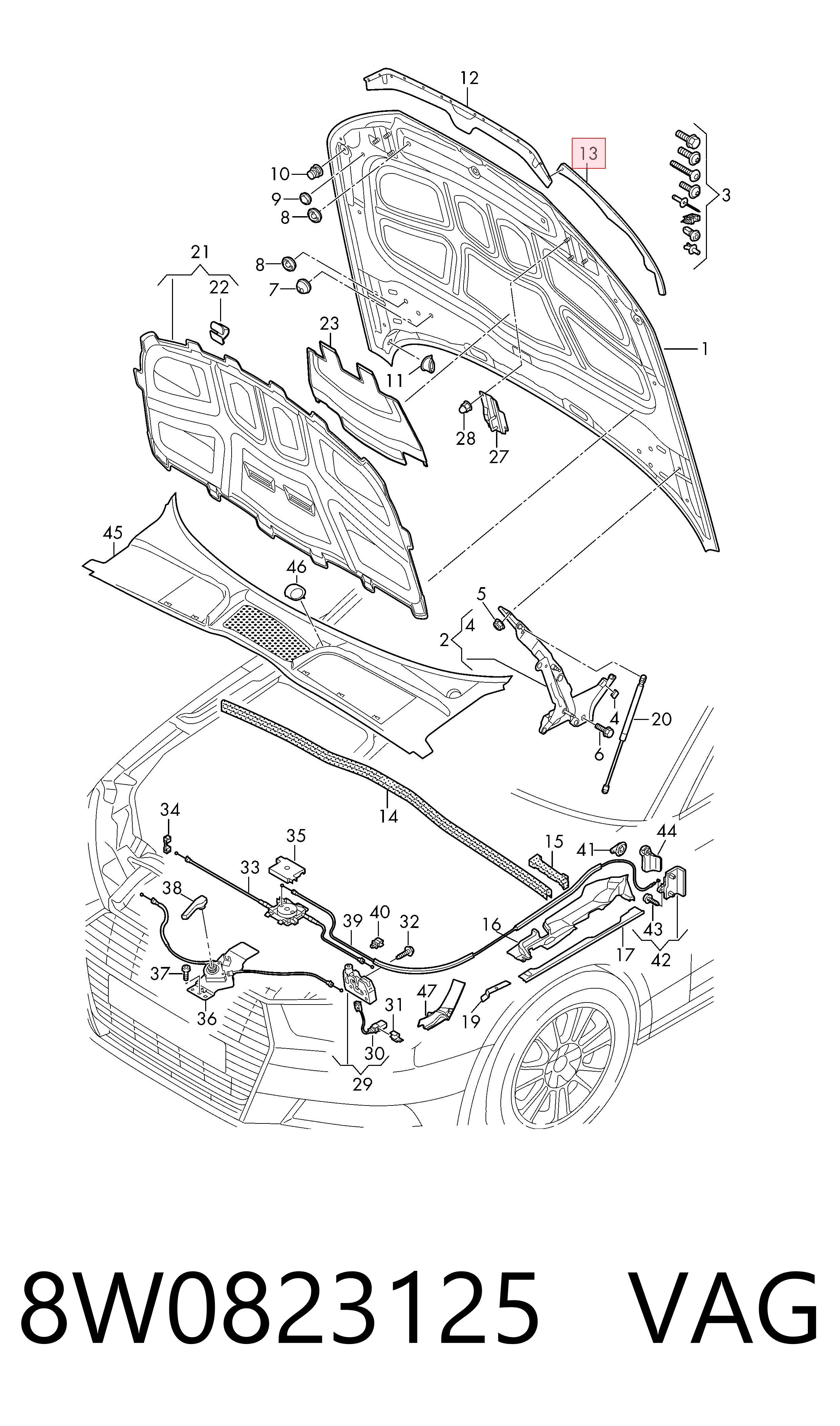 8W0823125 VAG Vedação da capota