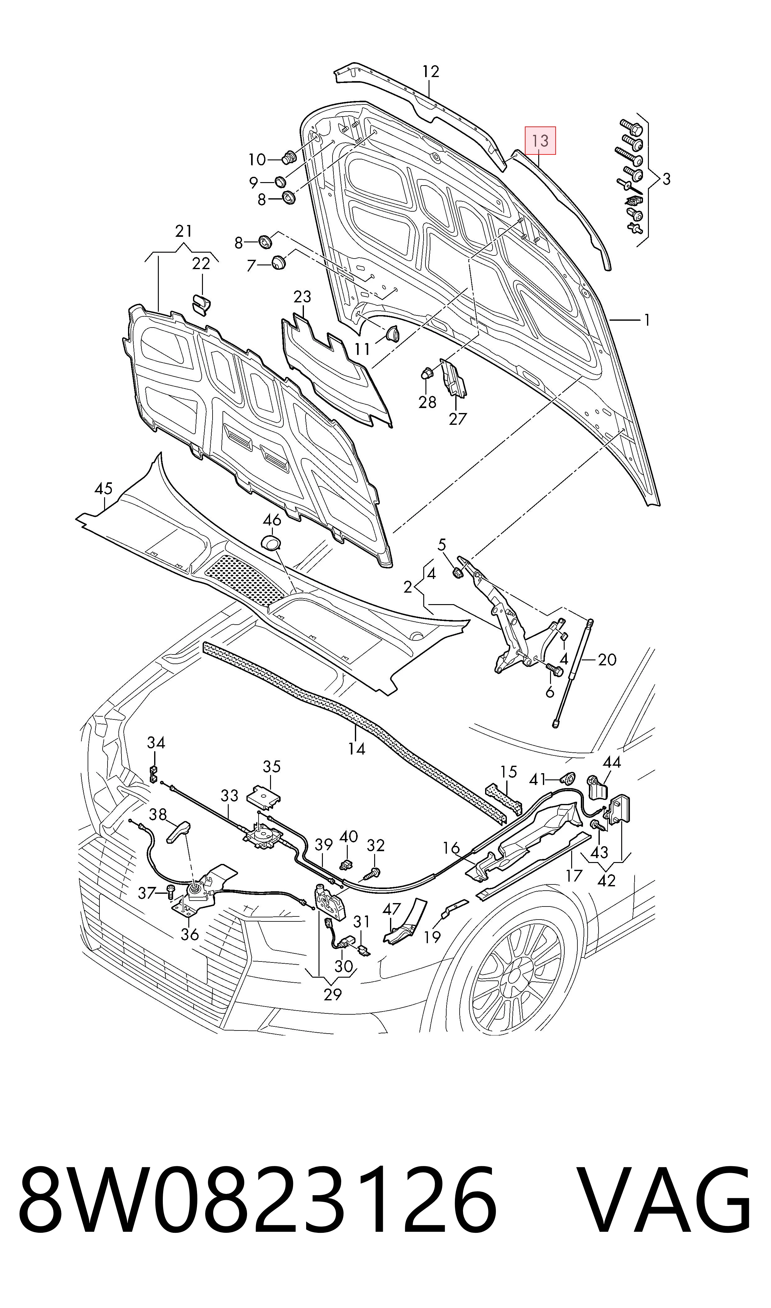 8W0823126 VAG Vedação da capota