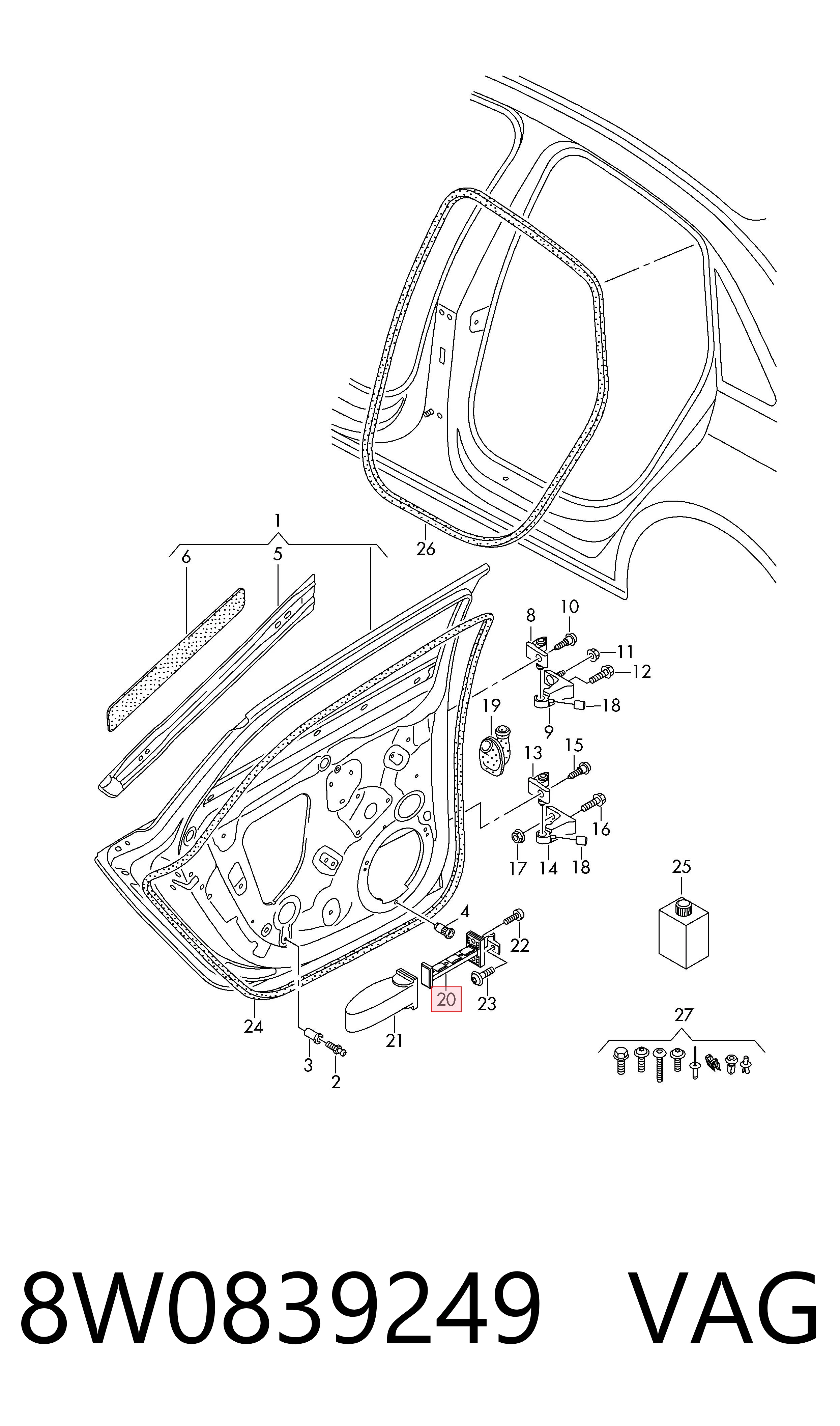 Limitador traseiro de abertura de porta VAG 8W0839249 preço, a partir de 30,84 USD