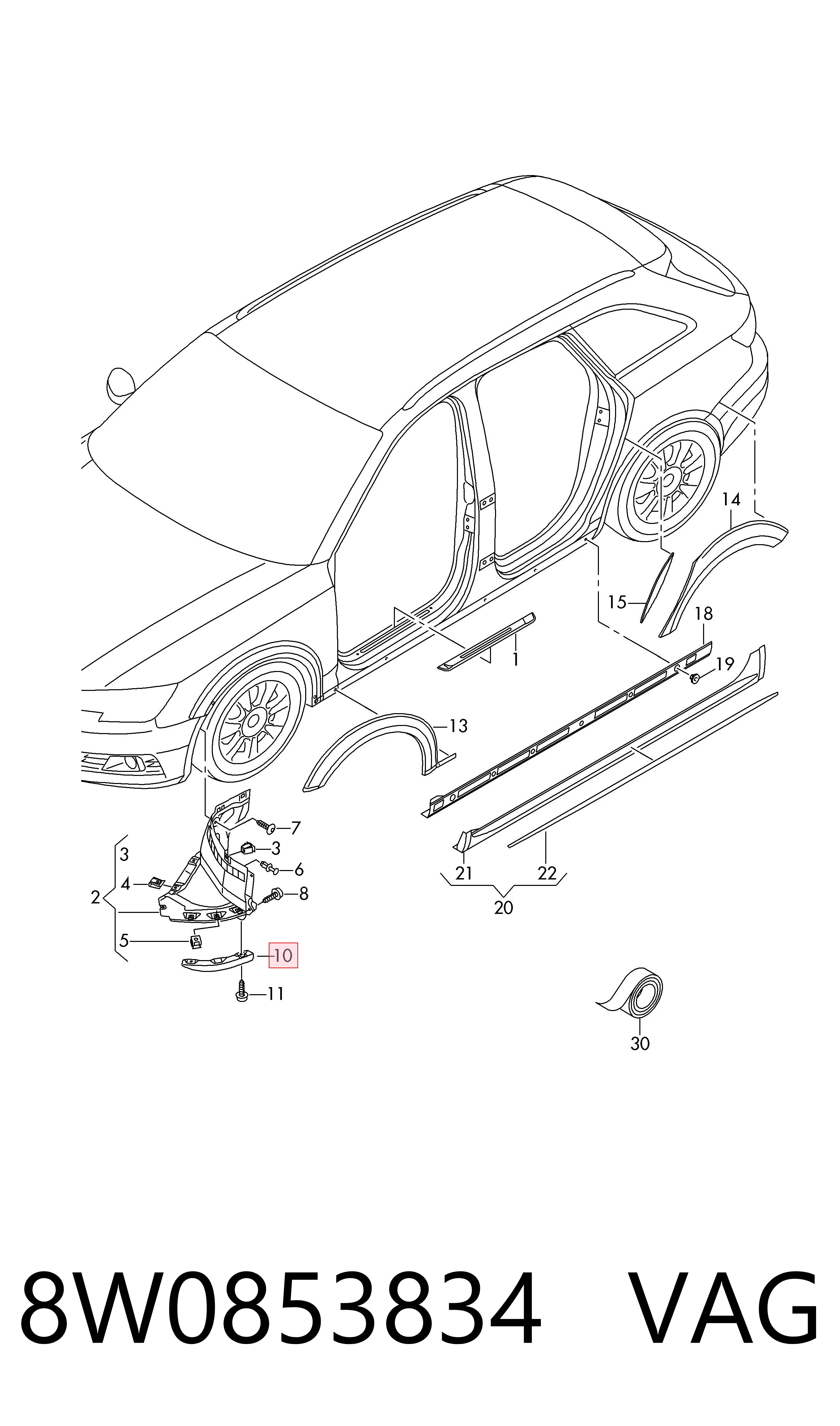 Compre 8W0853834 VAG Spoiler de porta-malas (de 3ª/5ª porta traseira)