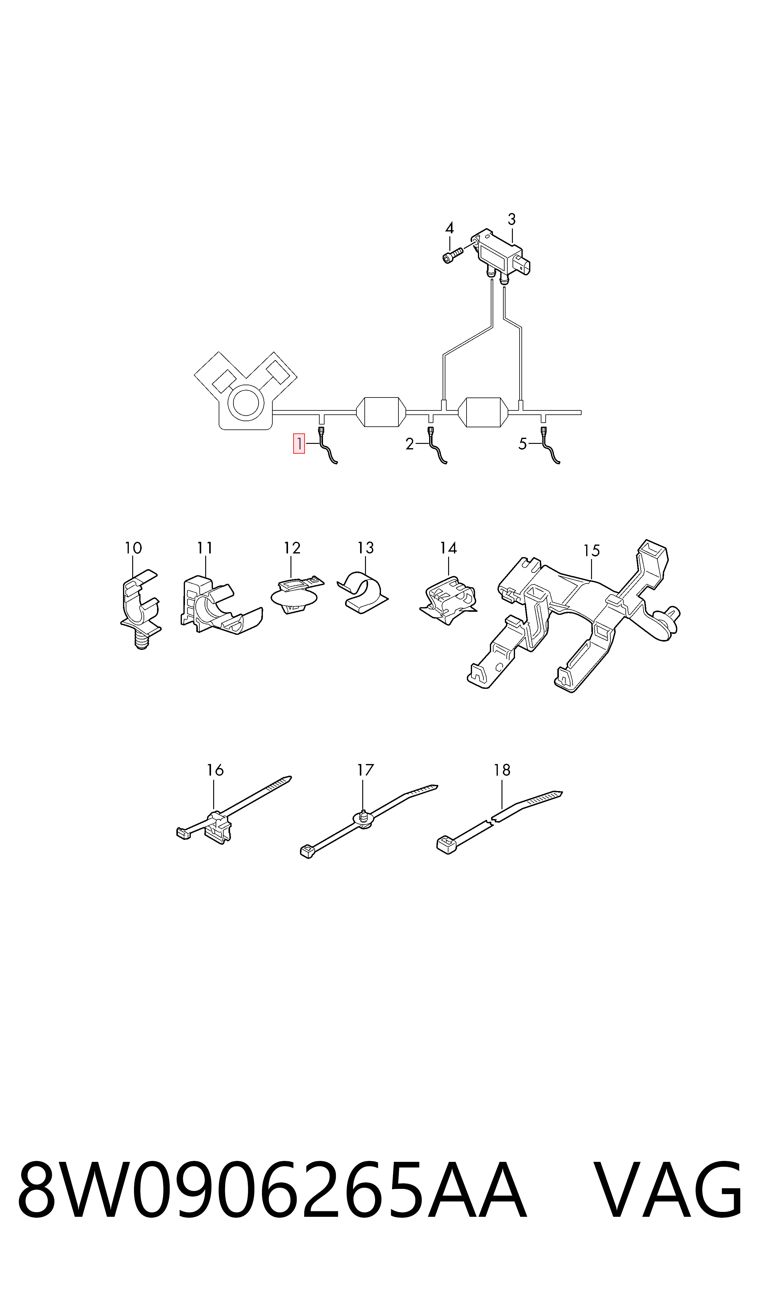 8W0906265AA VAG Sonda lambda, sensor de oxigênio