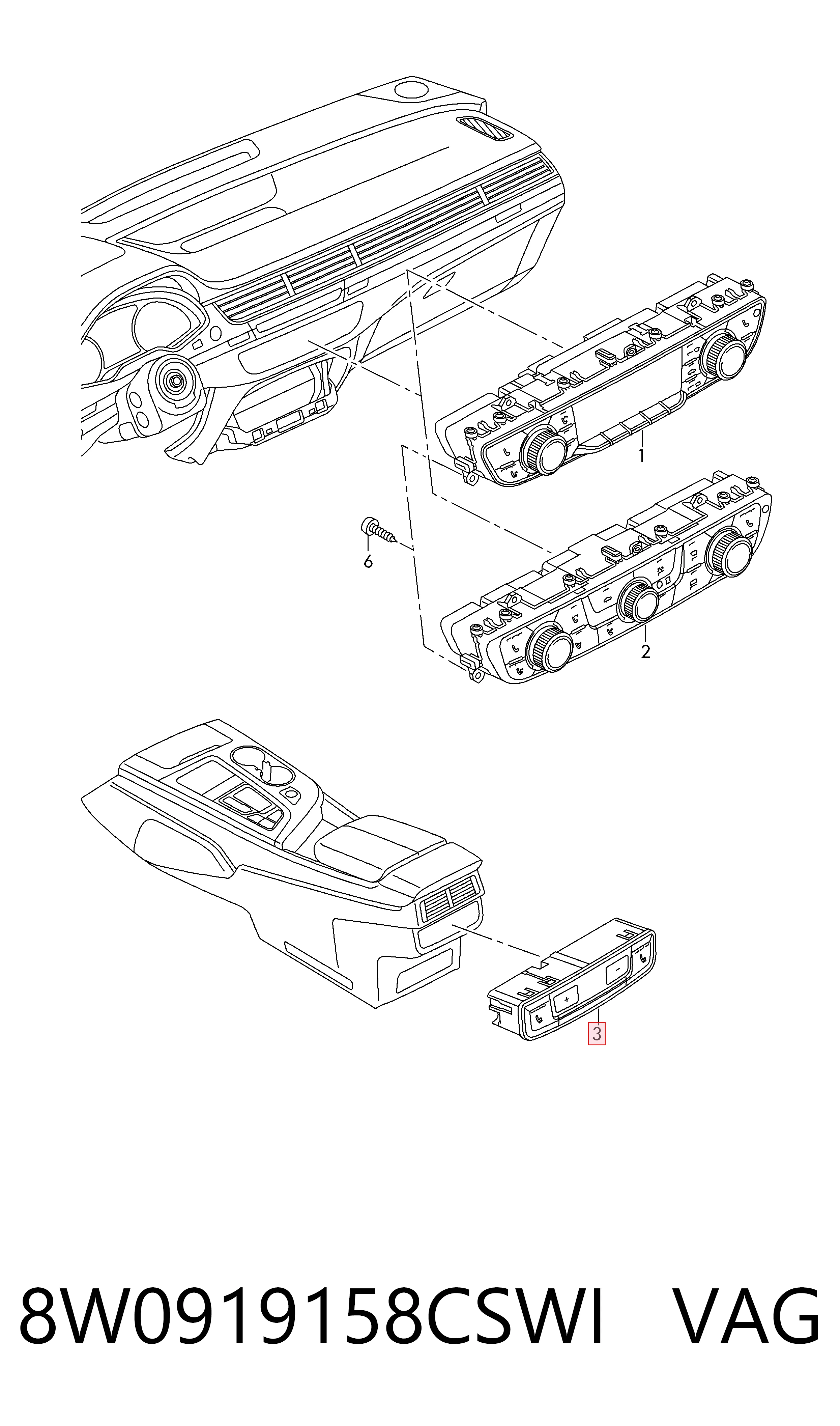 Unidade de controlo dos modos de aquecimento/condicionamento para Audi A4 Avant B9 8W5, 8WD