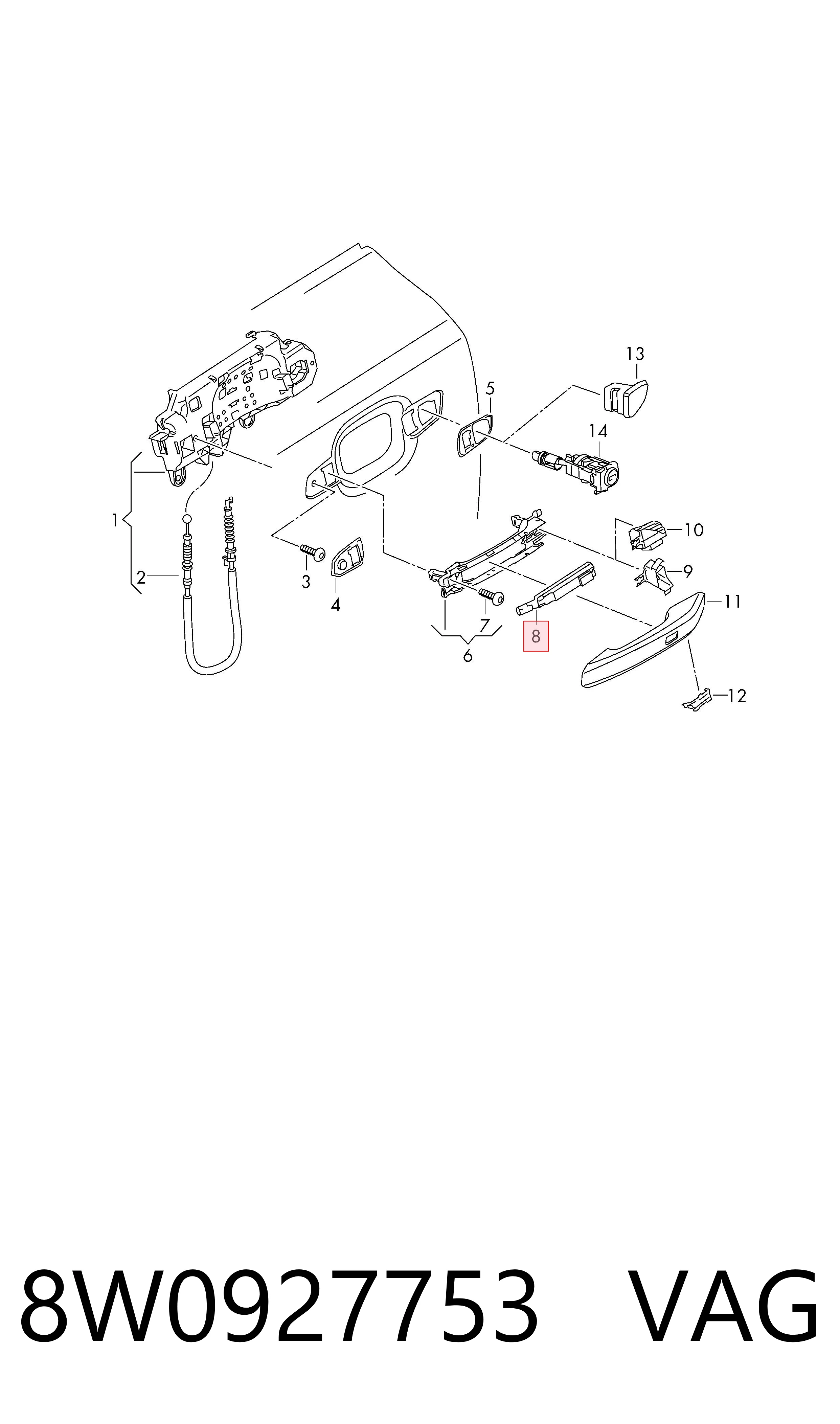 Compre 8W0927753 VAG Sensor de fechamento de portas (interruptor de fim de carreira)