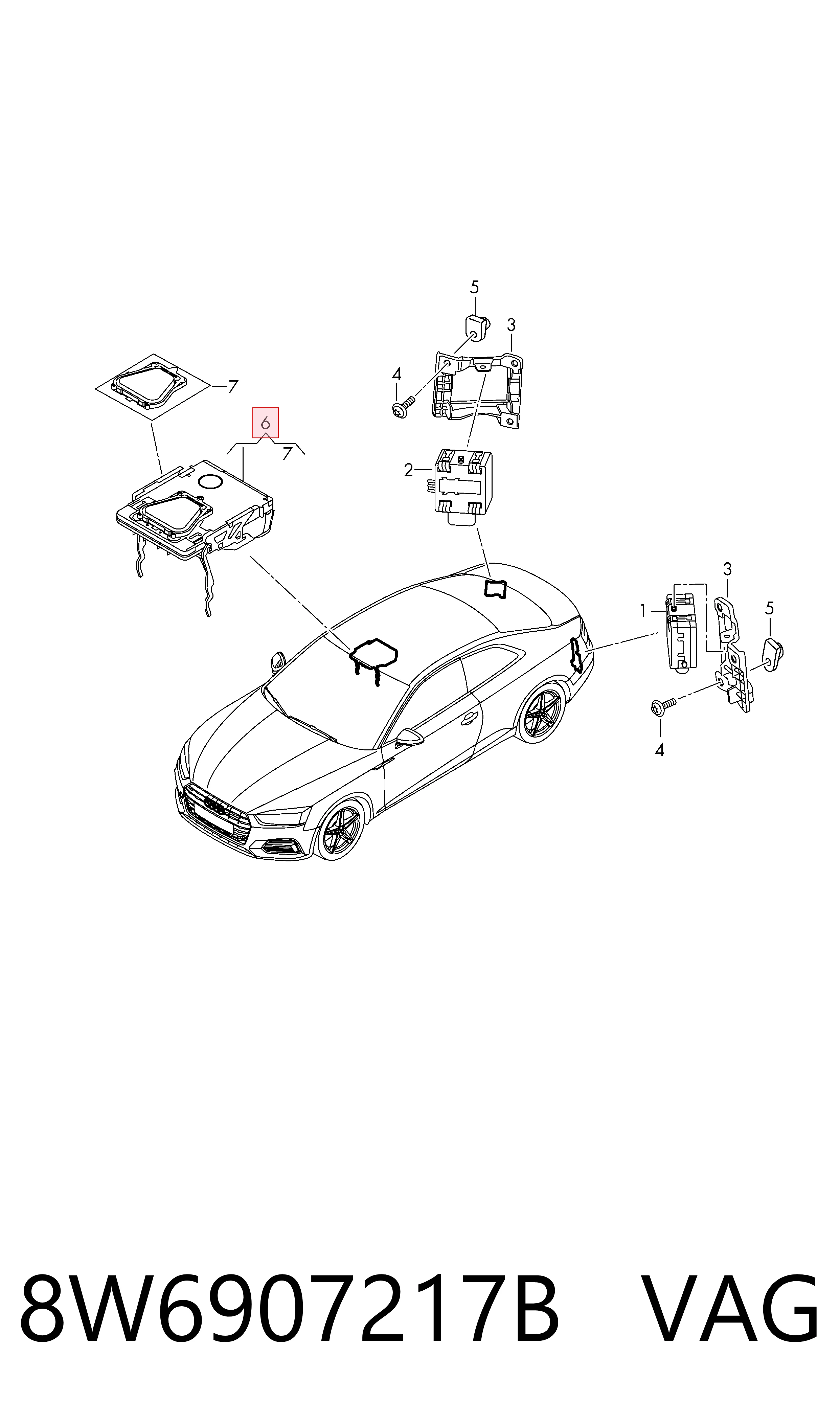 8W6907217B VAG Câmara do sistema para asseguramento de visibilidade