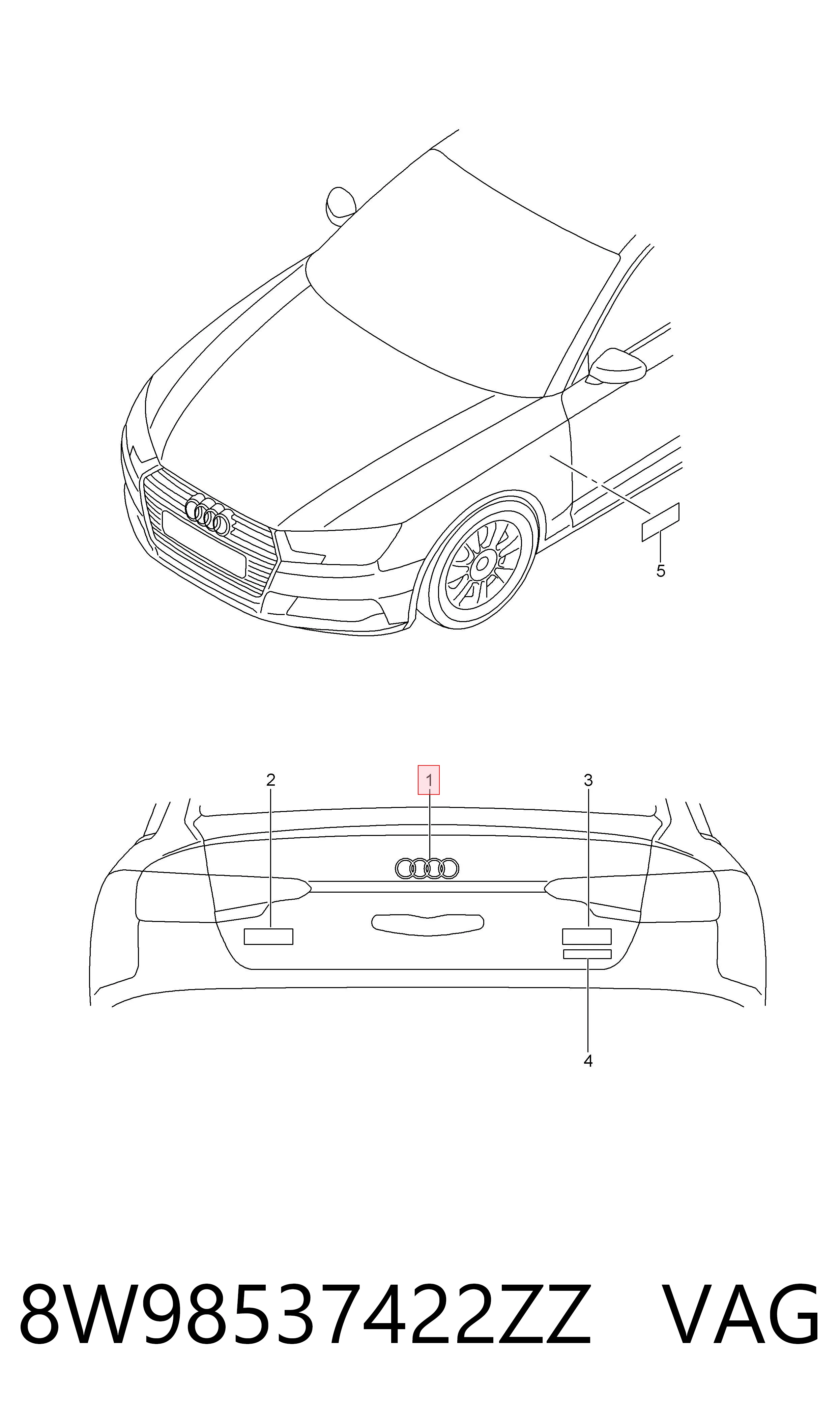 Emblema de tampa de porta-malas (emblema de firma) Audi A6 C8 4A2