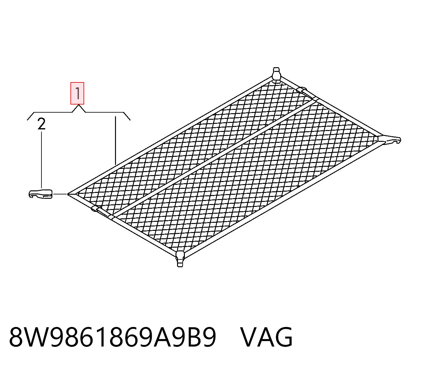 8W9861869A9B9 VAG Malha da seção de bagagem
