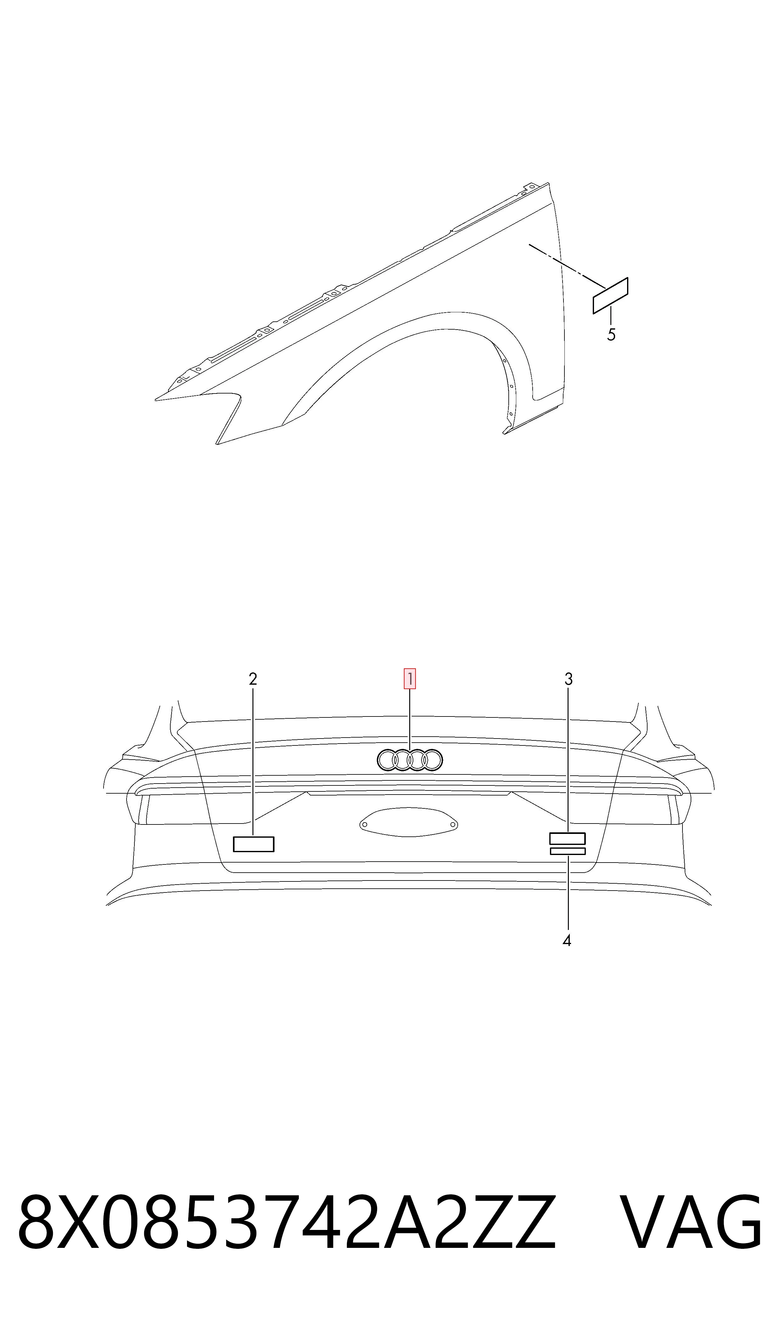  Emblema de tampa de porta-malas (emblema de firma) Audi Q3 SUV (F3B) (2018 - 2026) 