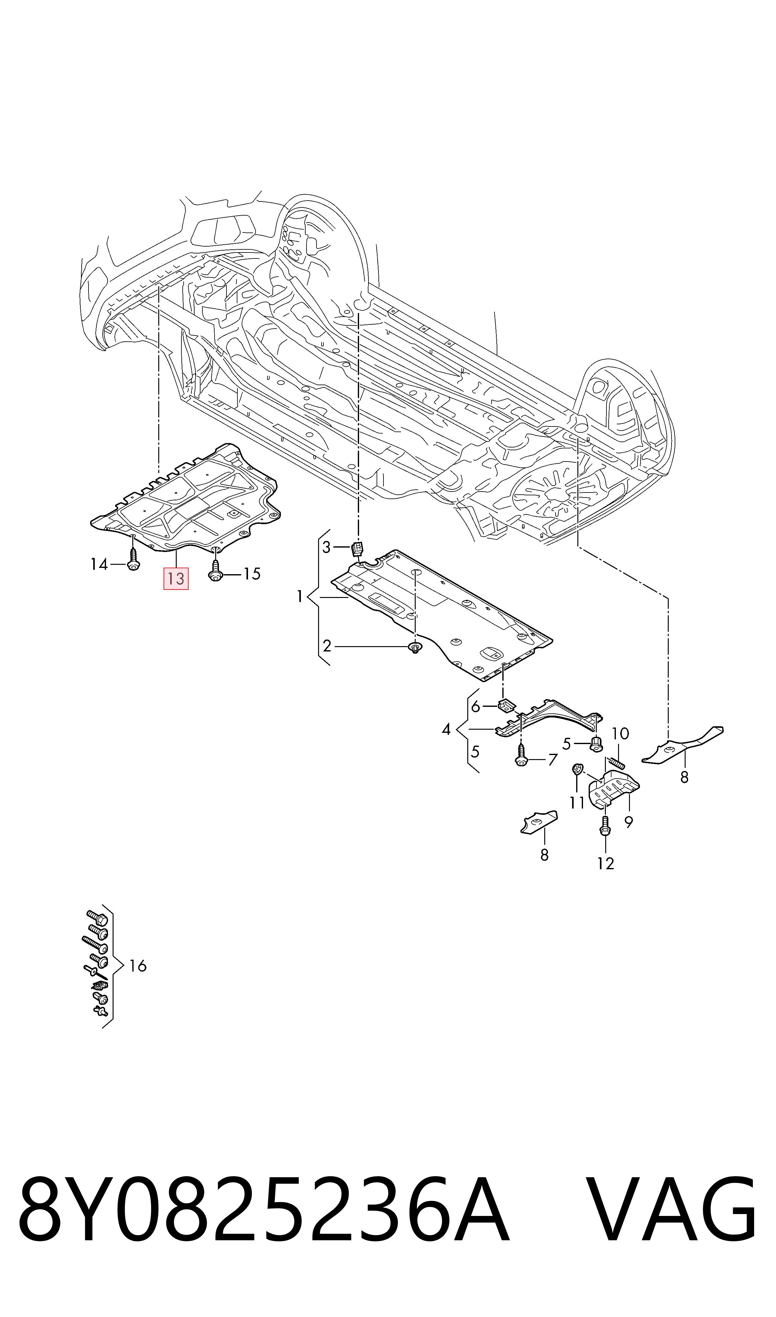 8Y0825236A VAG Proteção de motor, de panela (da seção de motor)