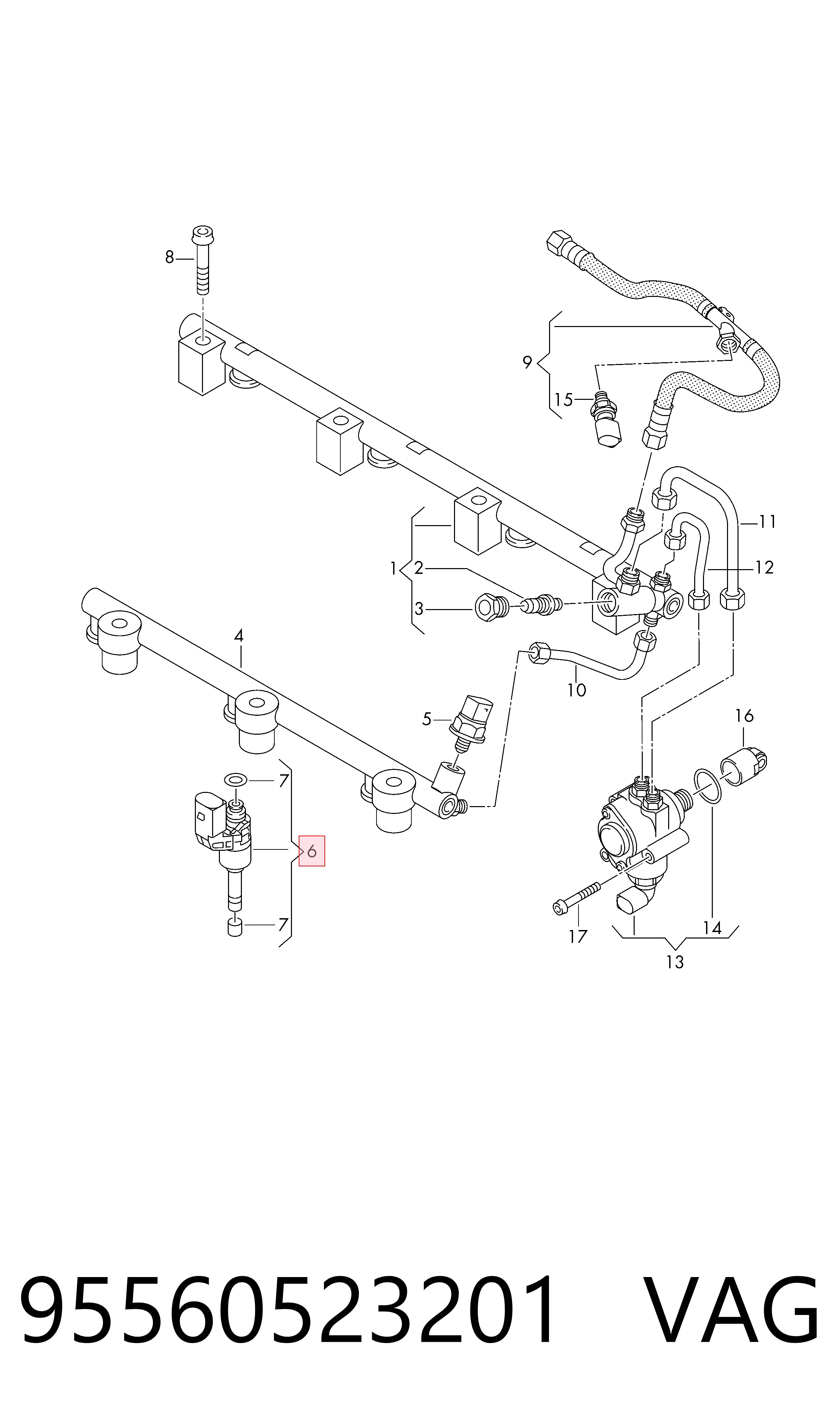 95560523201 VAG Injetor de injeção de combustível