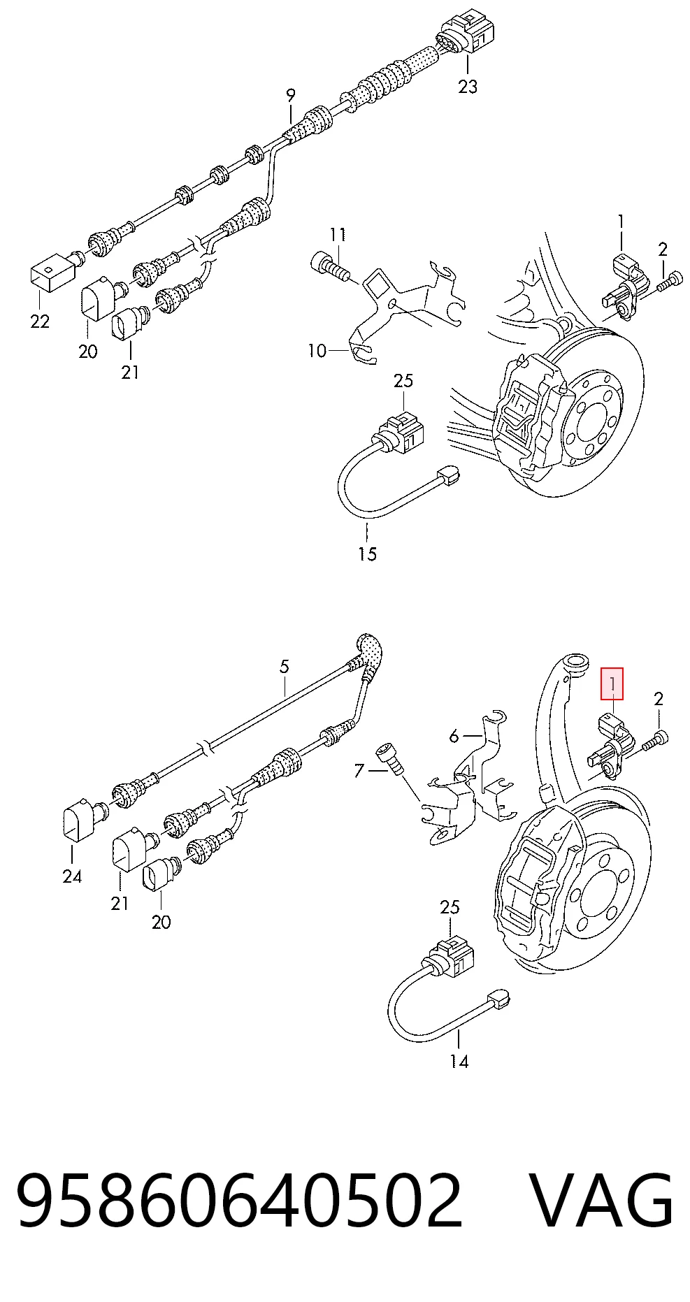 95860640502 VAG Sensor dianteiro de ABS