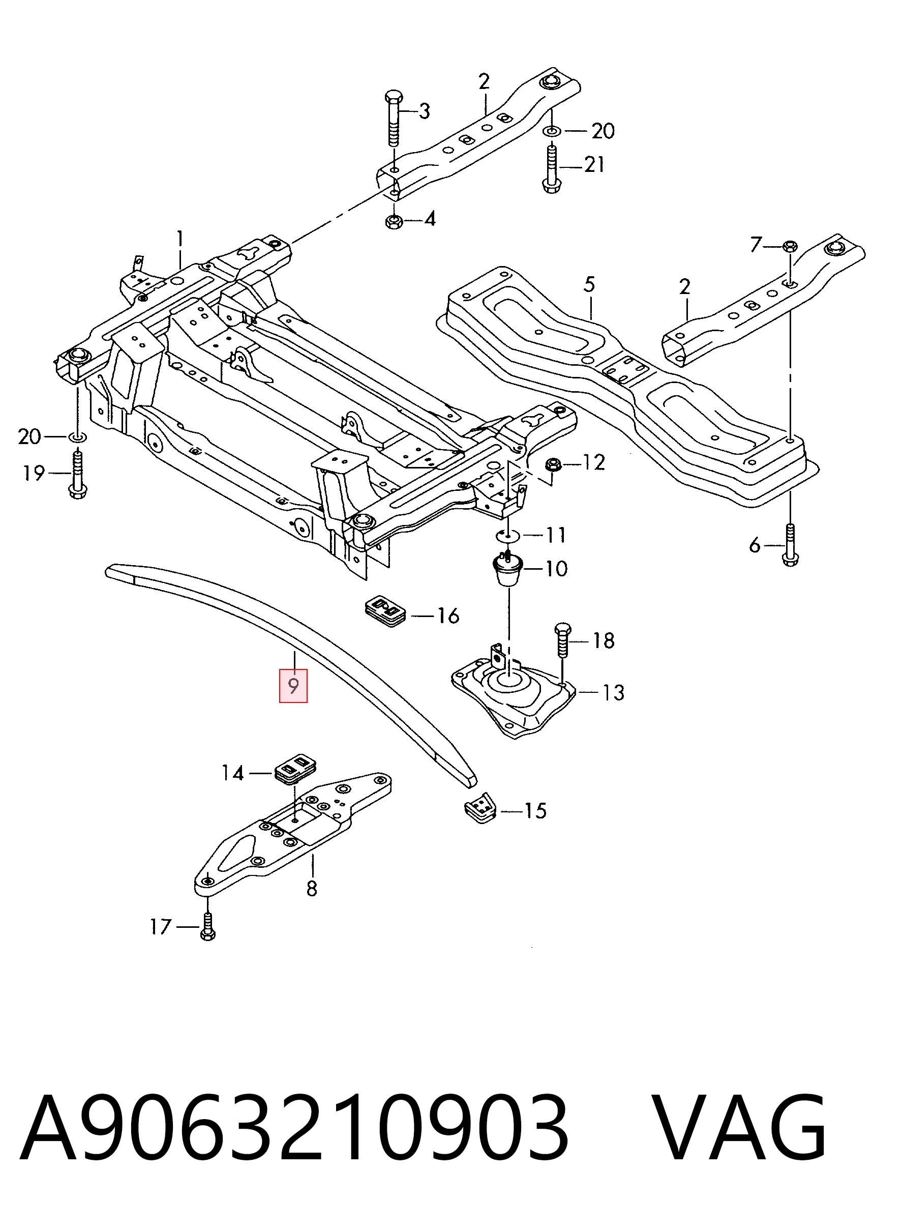 Suspensão de lâminas dianteira Volkswagen Crafter 30-35 2E, 2EE, 2EK