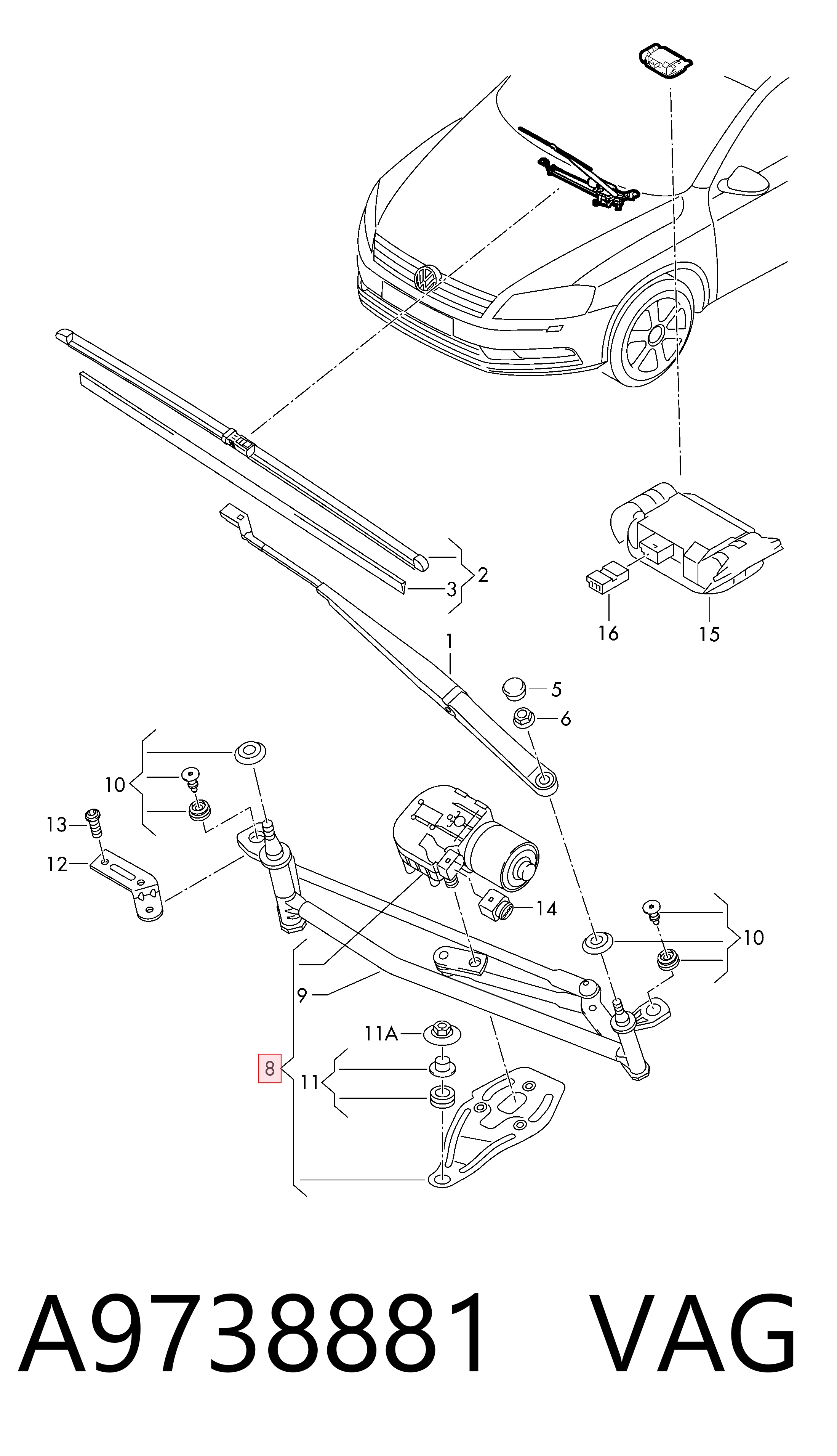Compre Trapézio de limpador pára-brisas Volkswagen Passat 