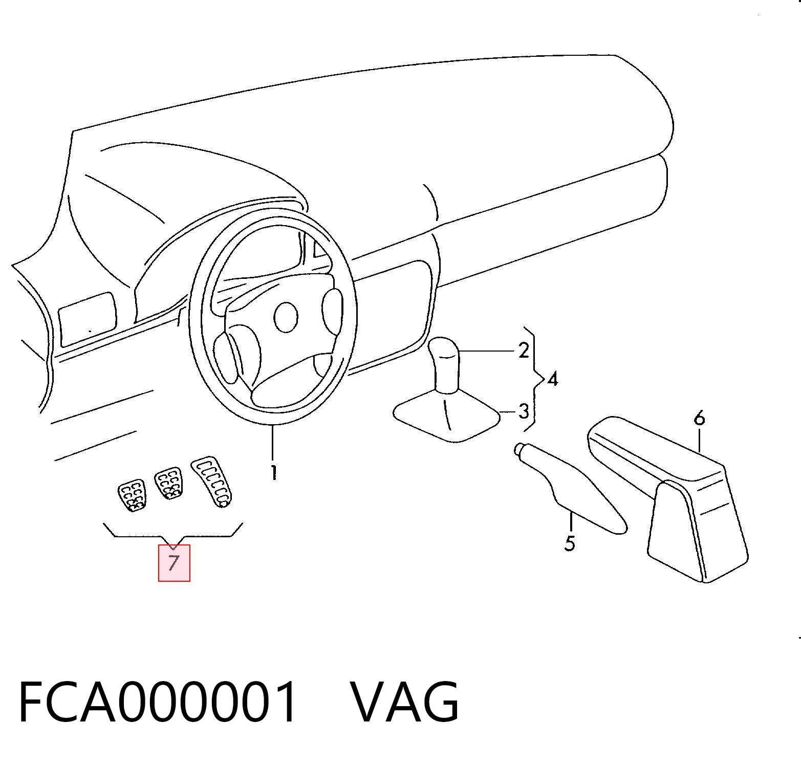 FCA000001 VAG Placas sobrepostas dos pedais, kit