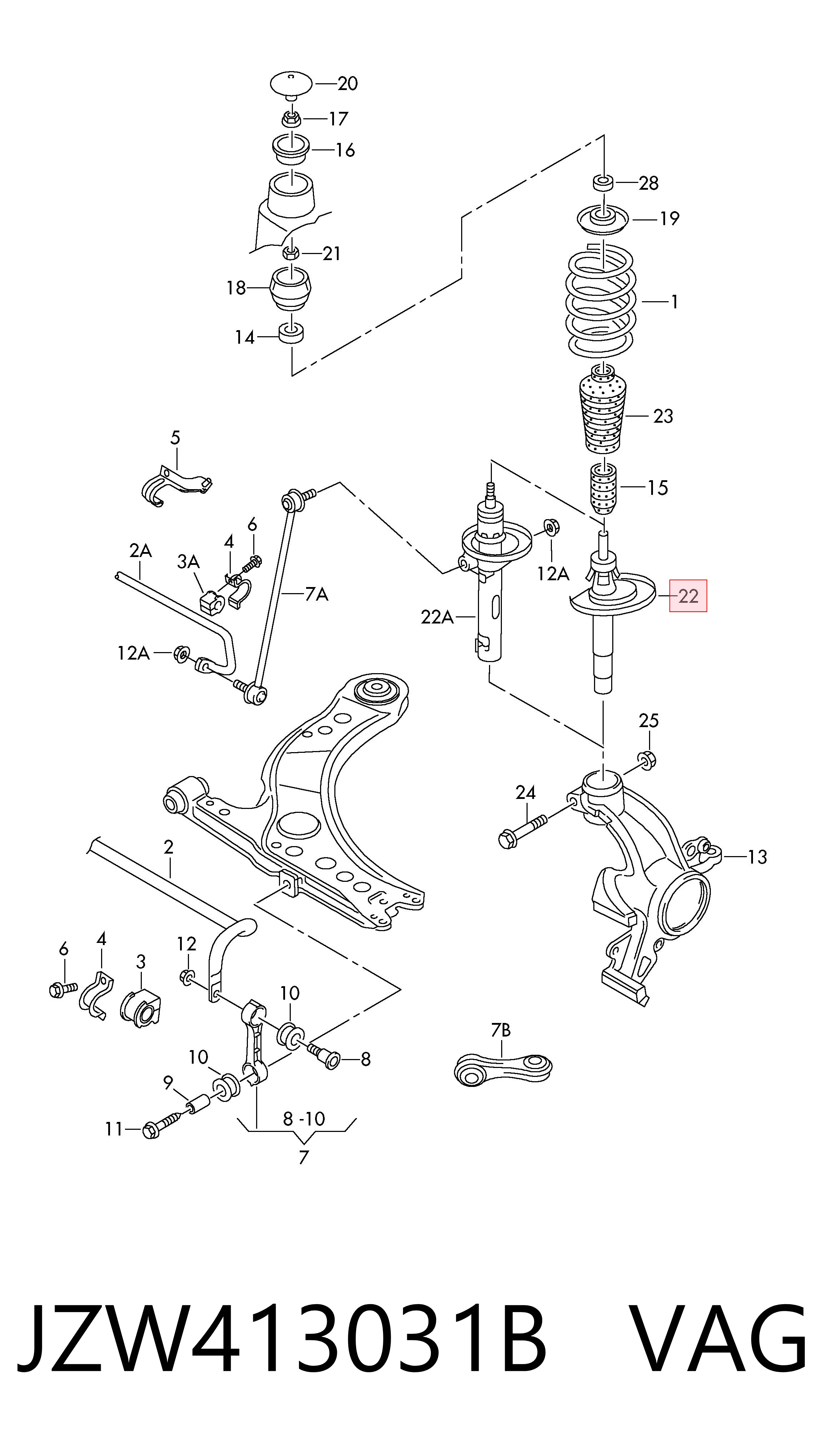 Amortecedor dianteiro VAG JZW413031B preço, a partir de 64,64 USD