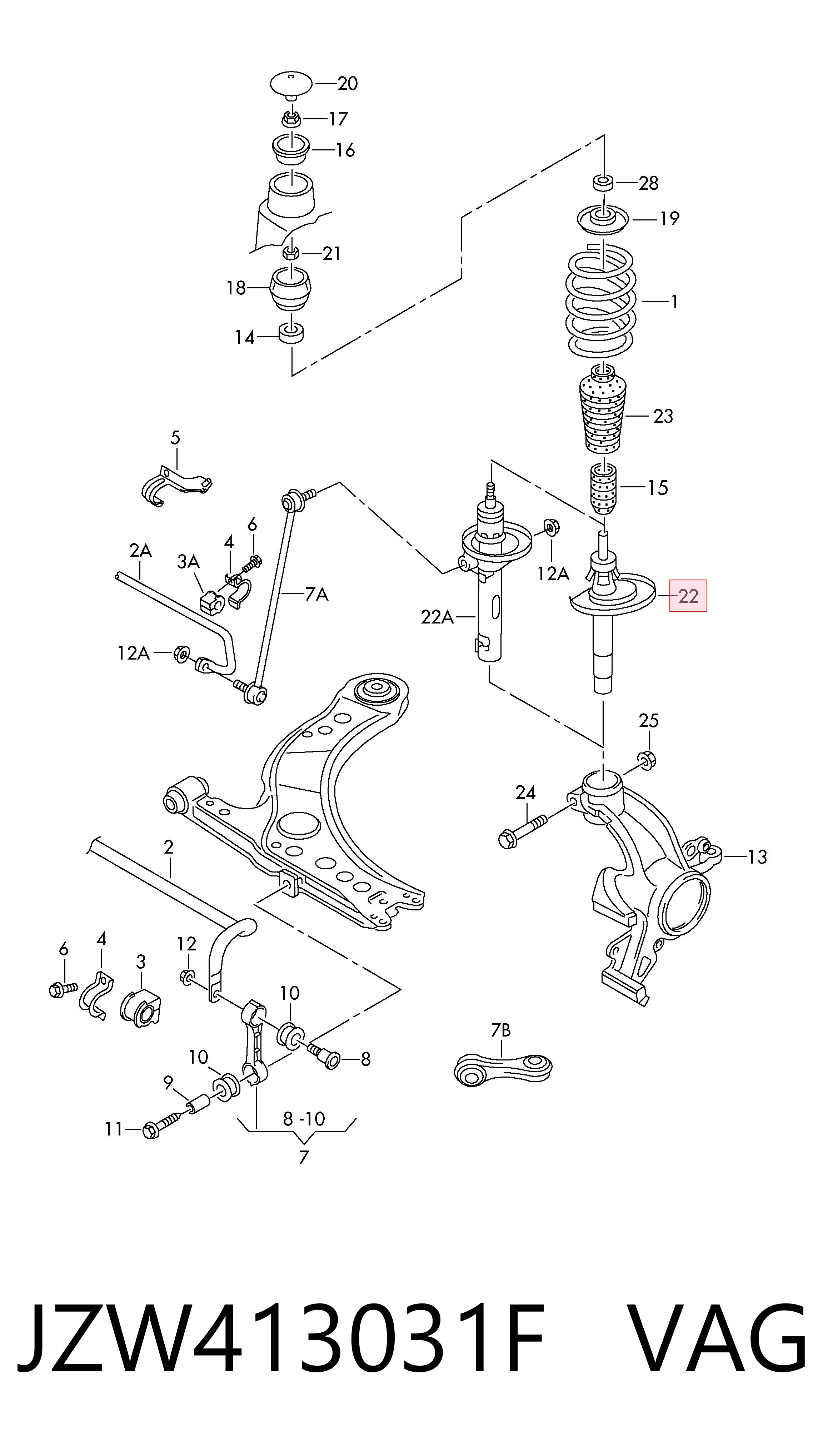 Amortecedor dianteiro VAG JZW413031F preço, a partir de 137,69 USD