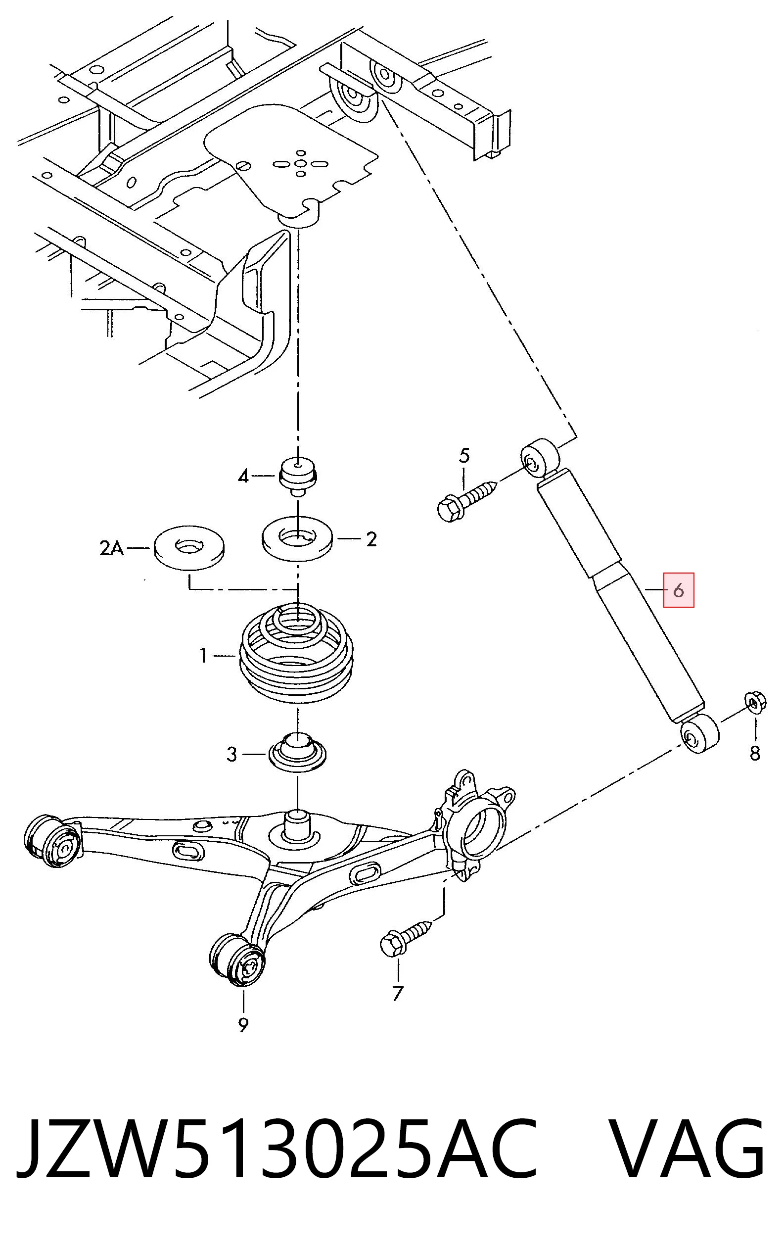 JZW513025AC VAG Amortecedor traseiro