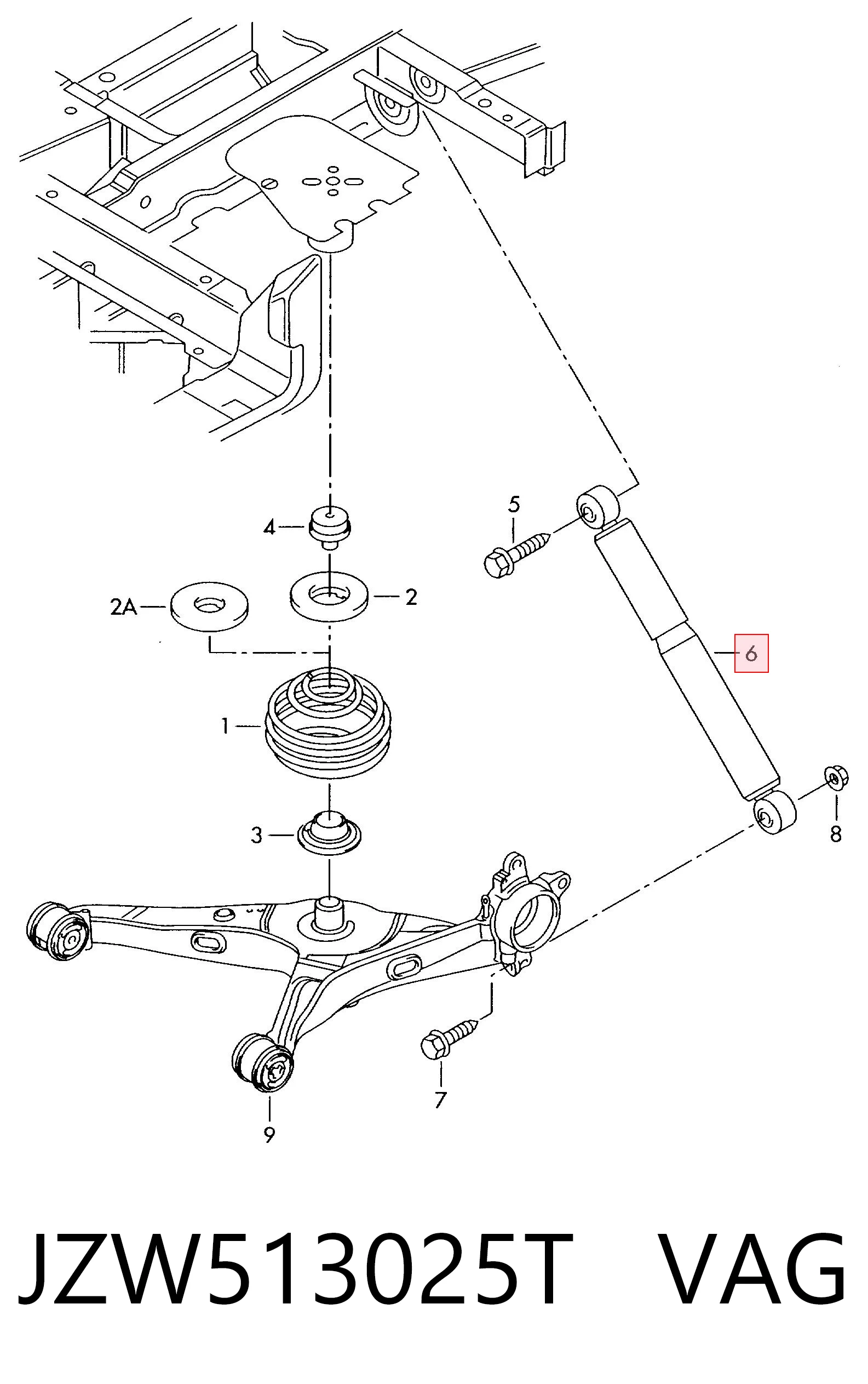 Amortecedor traseiro VAG JZW513025T preço, a partir de 60,90 USD