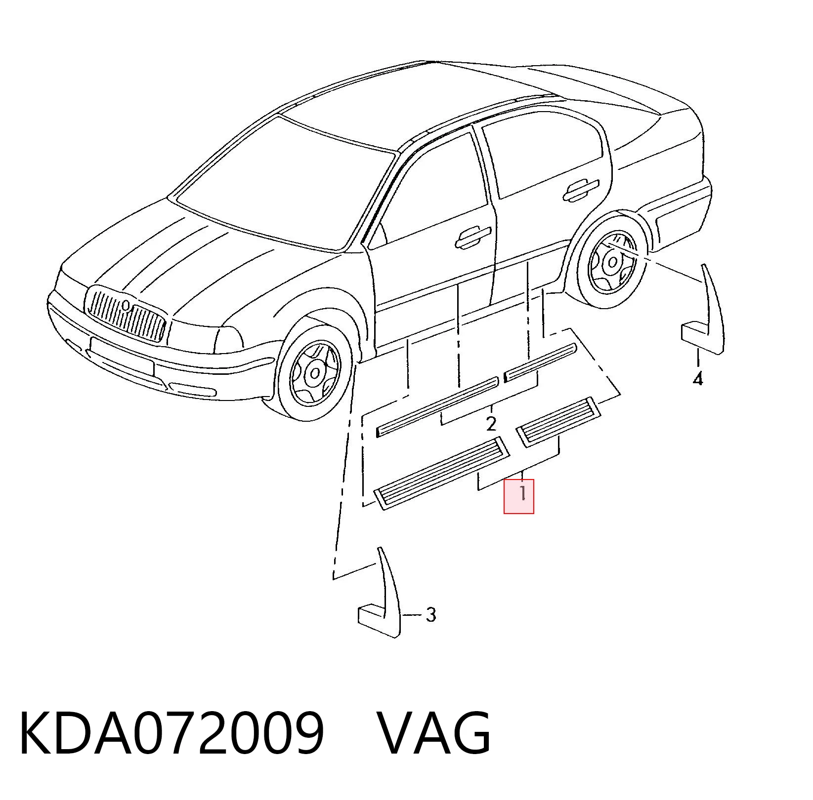 KDA072009 VAG Placa sobreposta interna de acesso na porta, kit de 4 un.