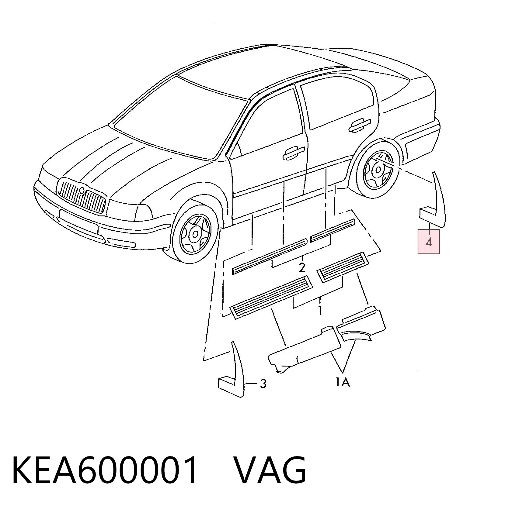 KEA600001 VAG Protetores de lama traseiros, kit