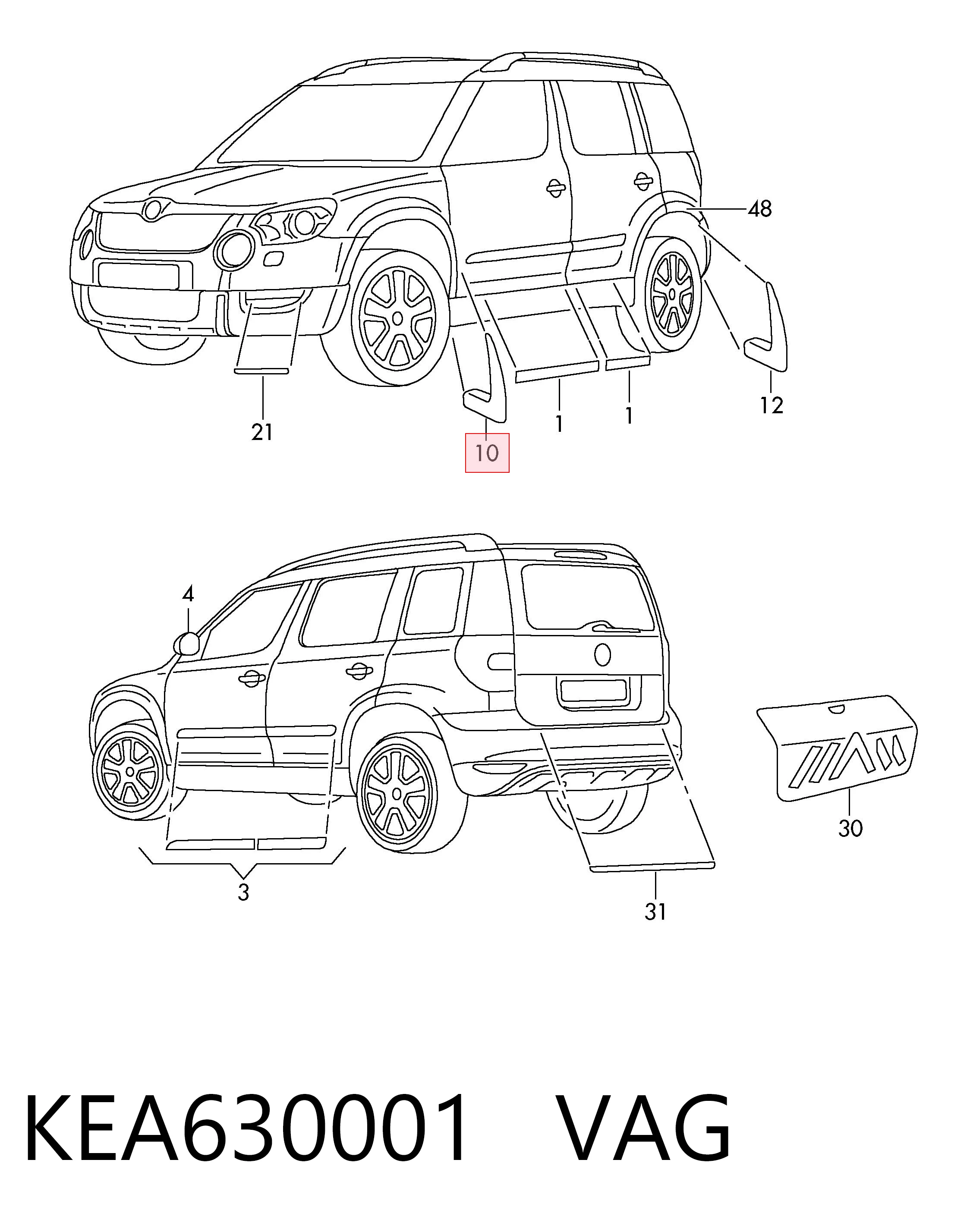 KEA630001 VAG Protetores de lama dianteiros, kit