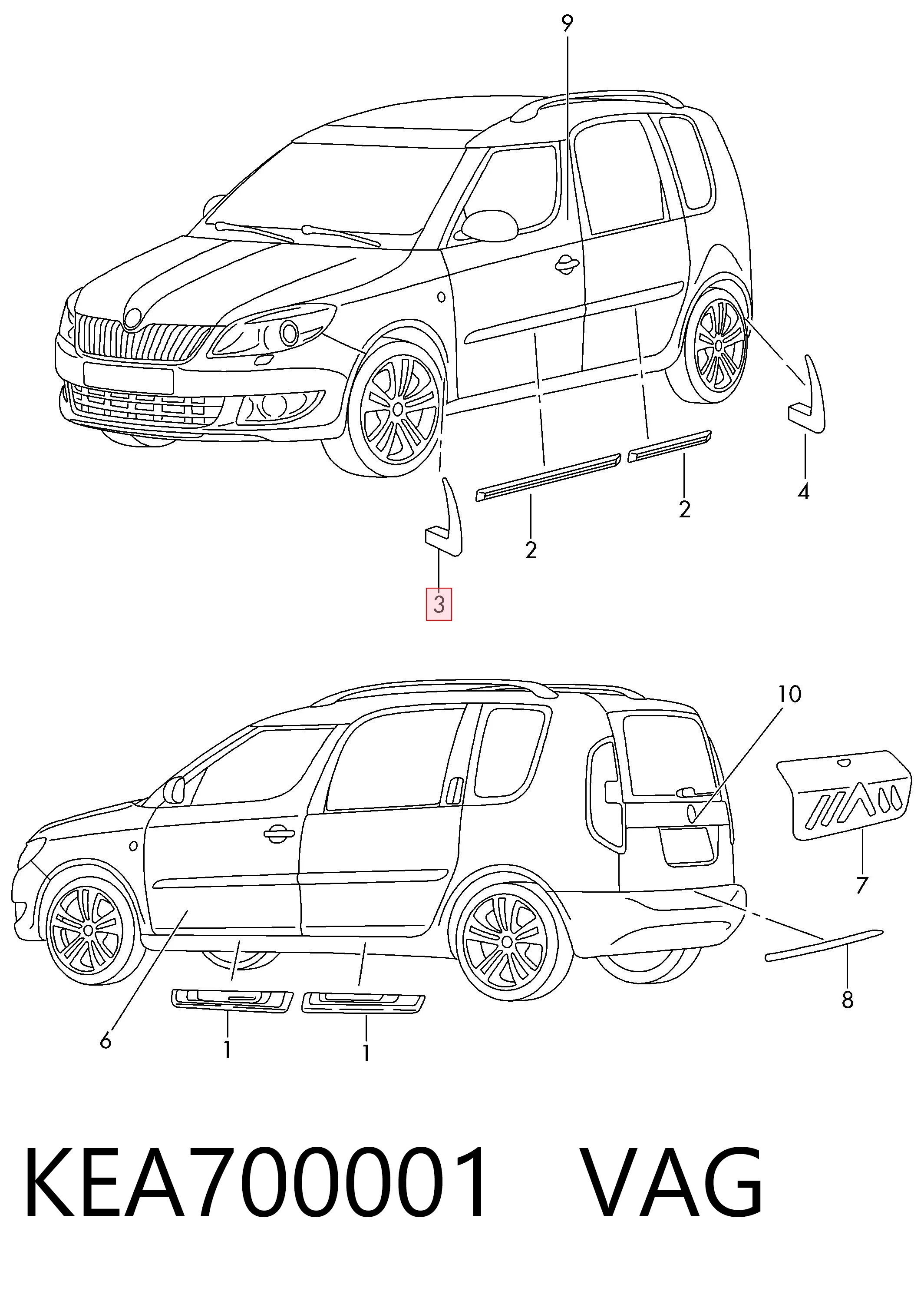 Protetores de lama dianteiros, kit para Skoda Fabia II 5J5, 545