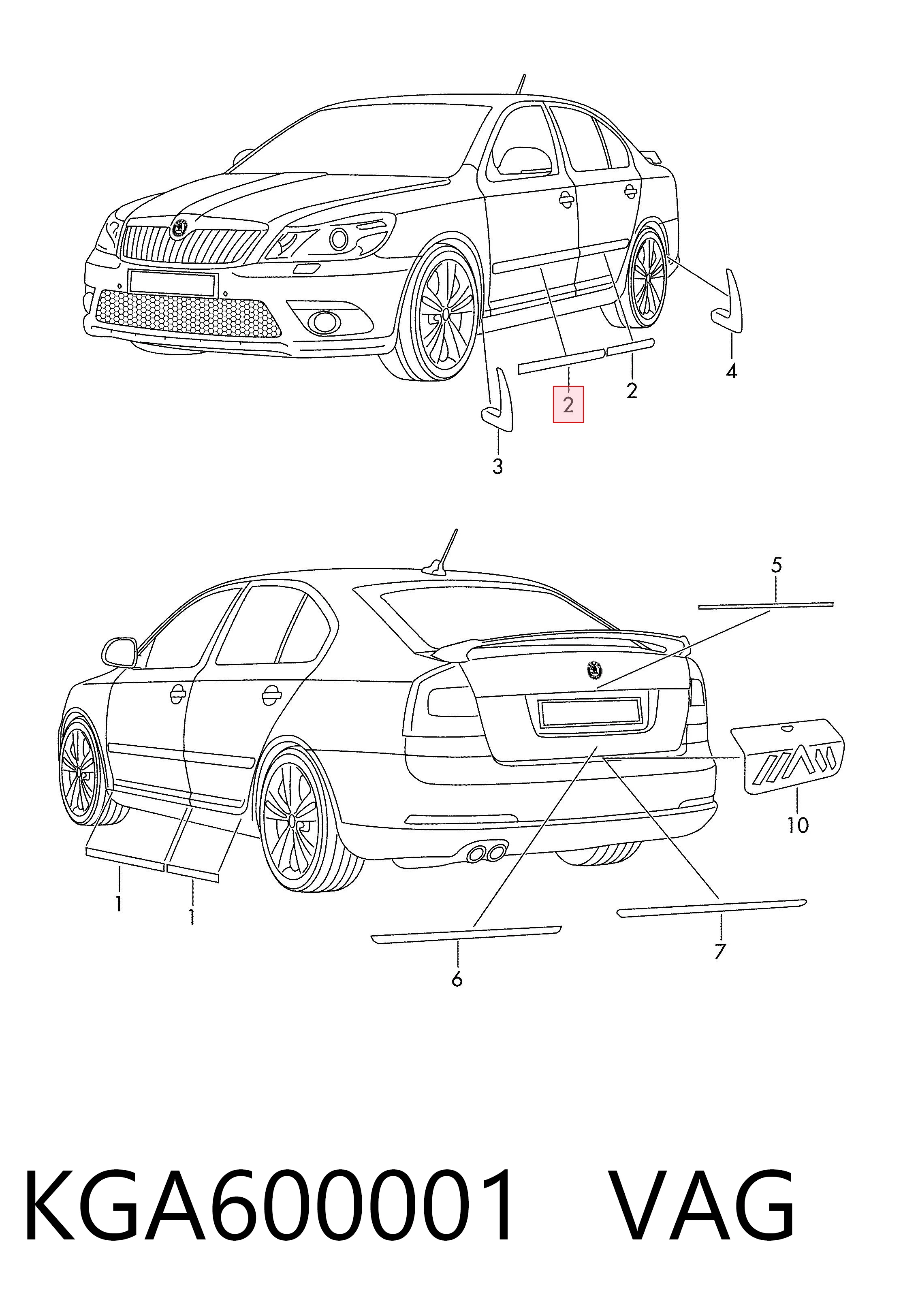 KGA600001 VAG Molduras de portas, kit