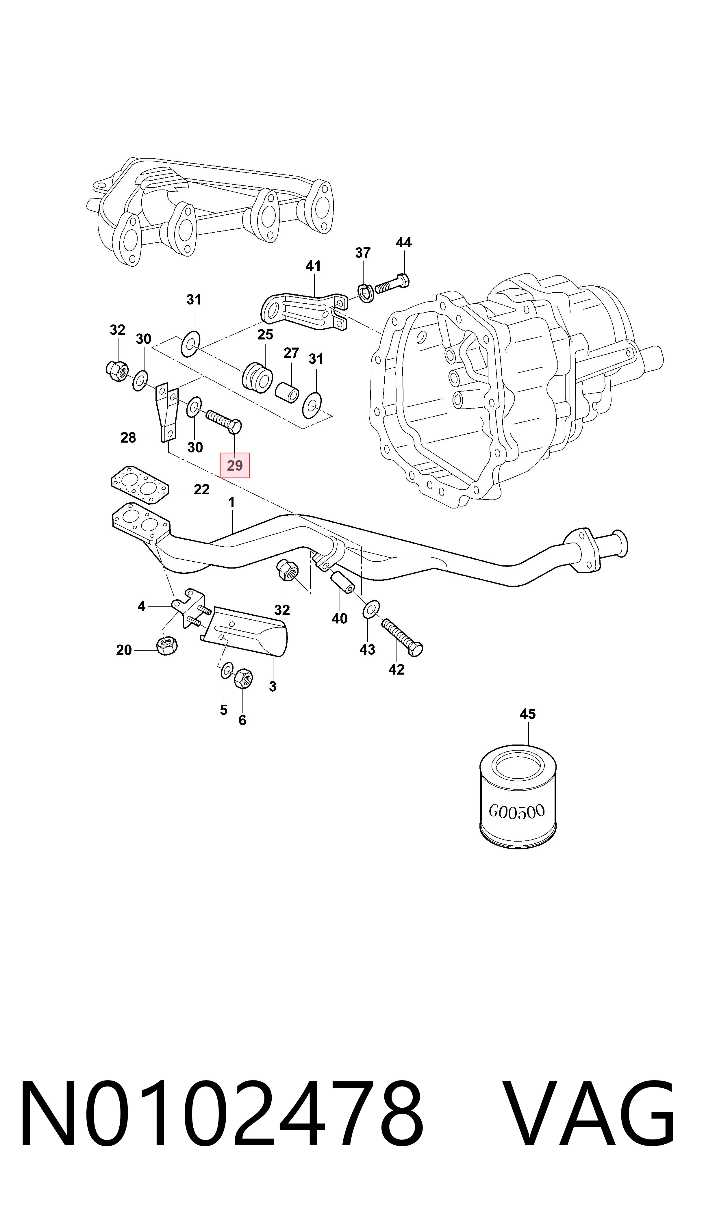 Parafuso do sistema de escape (do silenciador) VAG N0102478 preço, a partir de 2,61 USD
