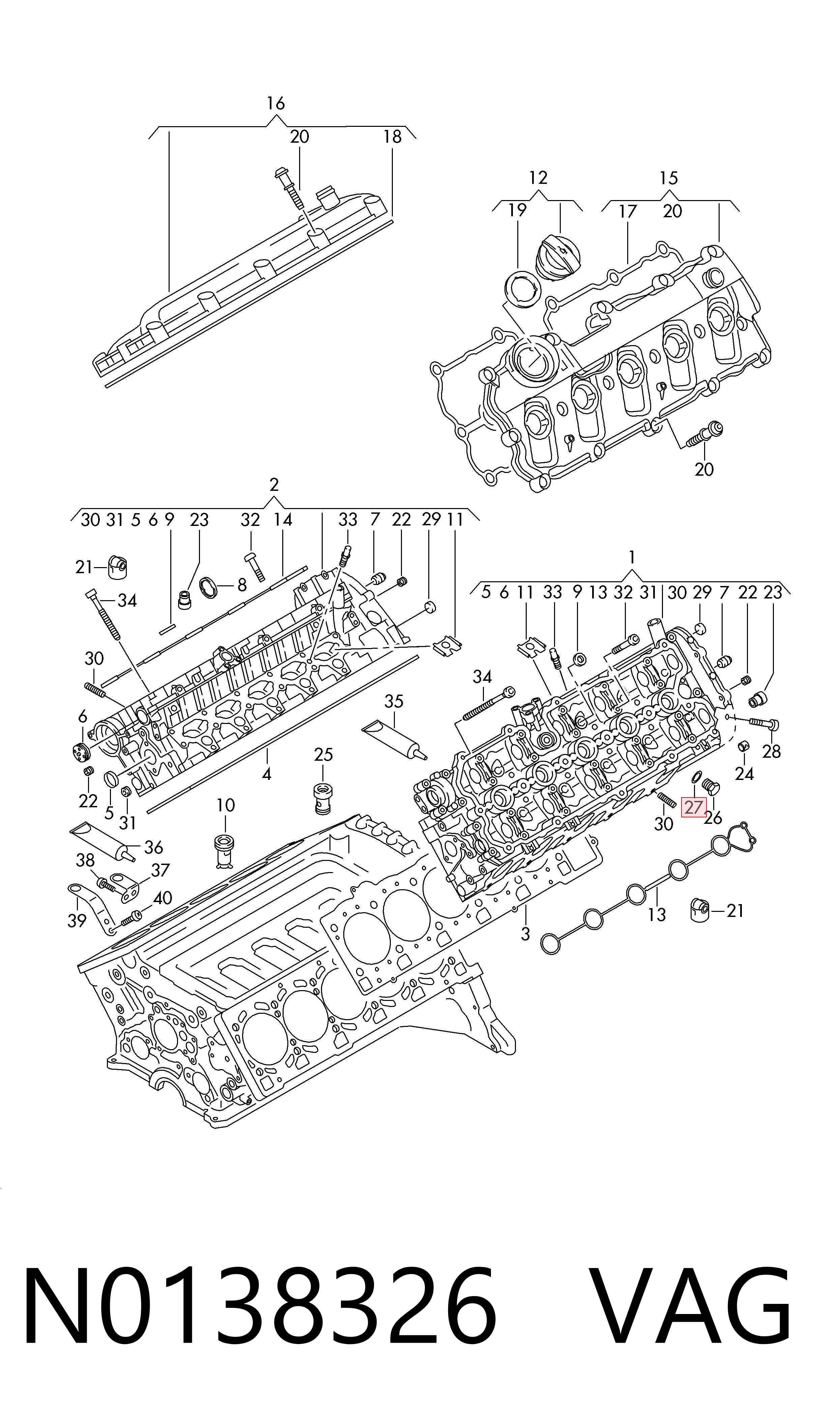 N0138326 VAG Vedante de rolha de panela de motor