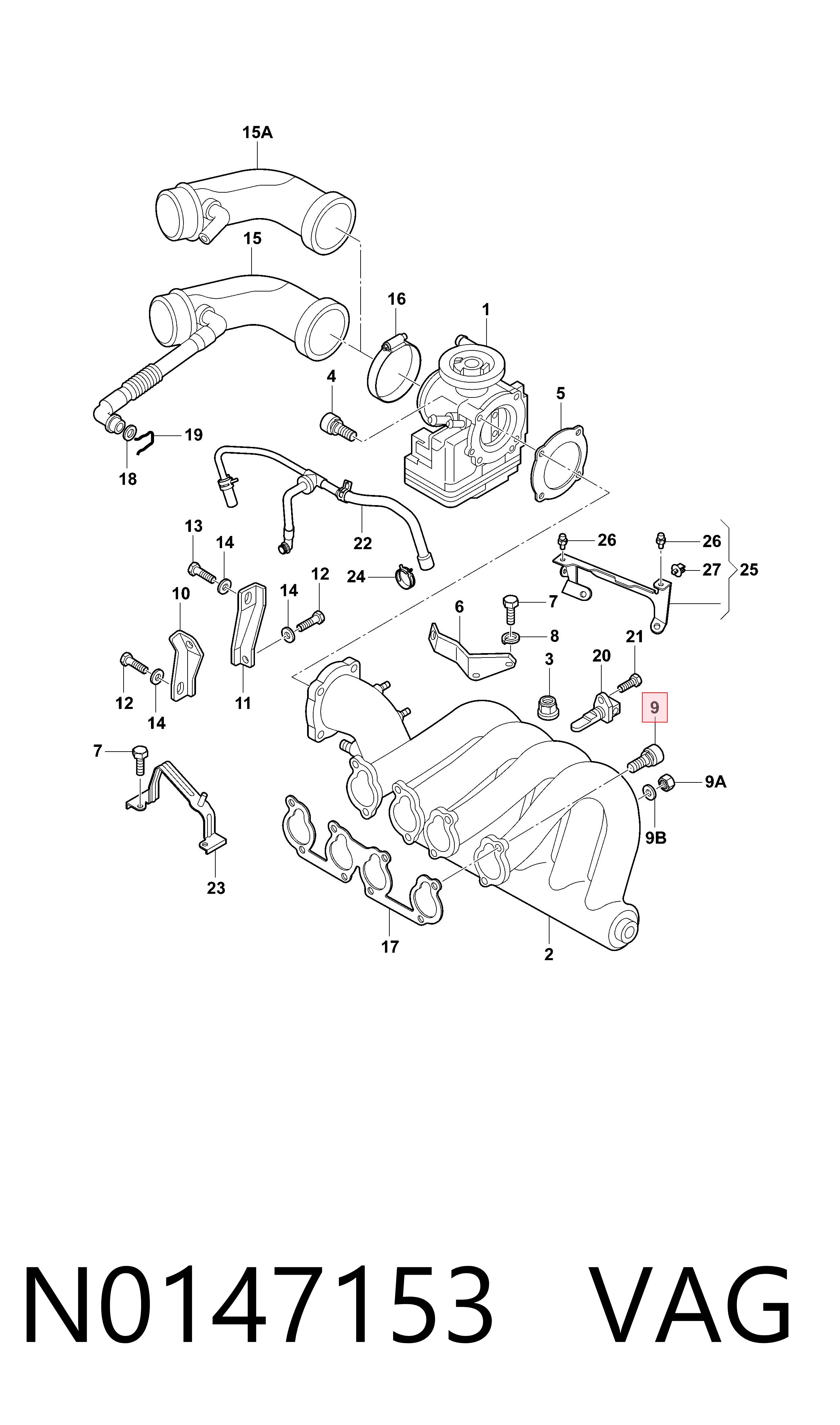 N0147153 VAG Parafuso do freio de suporte