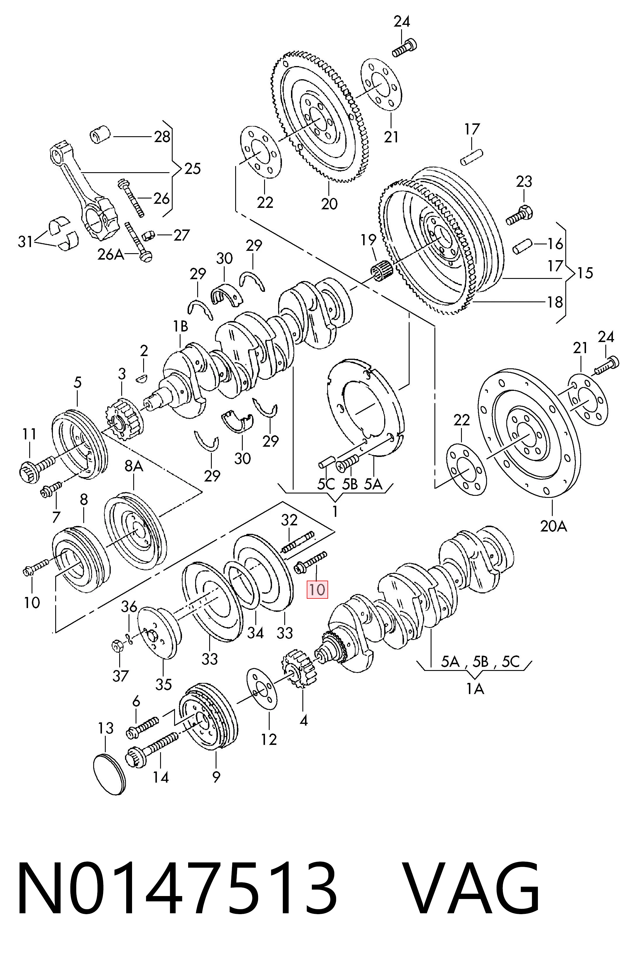 N0147513 VAG Parafuso de fixação do injetor
