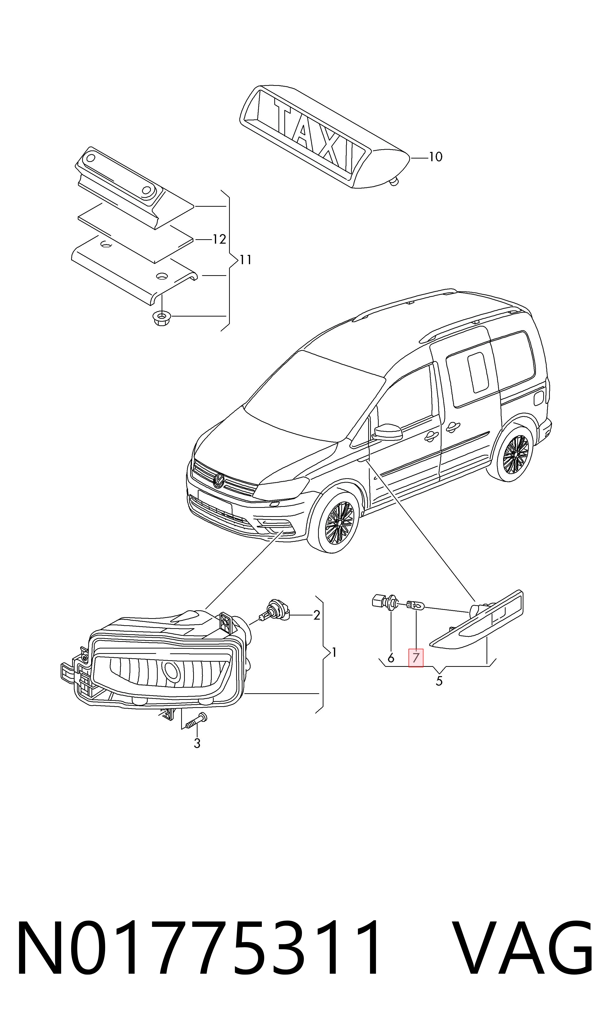 N01775311 VAG Lâmpada das luzes de posição dianteiras