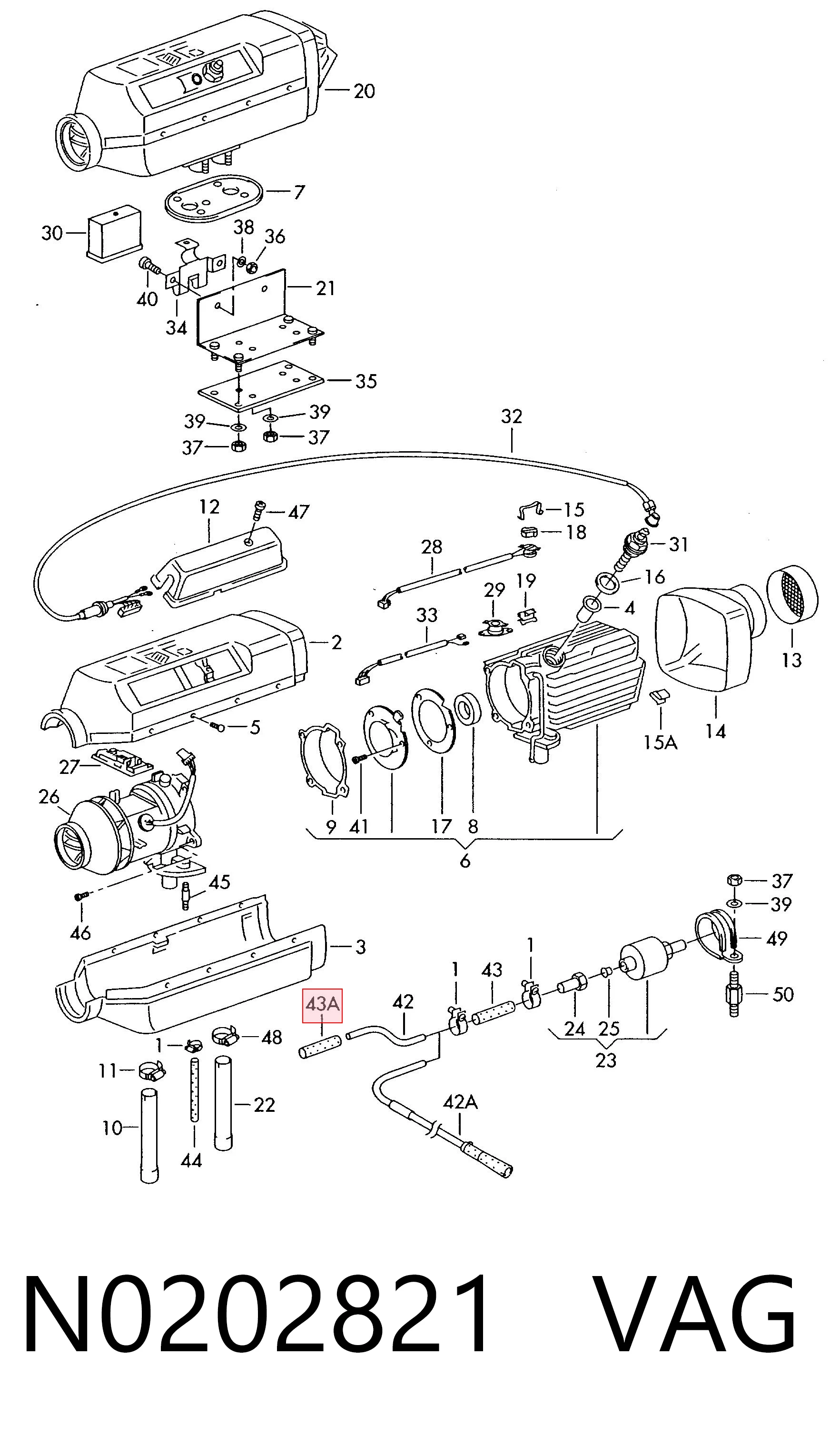 N0202821 VAG Mangueira de fluido para lavador das luzes