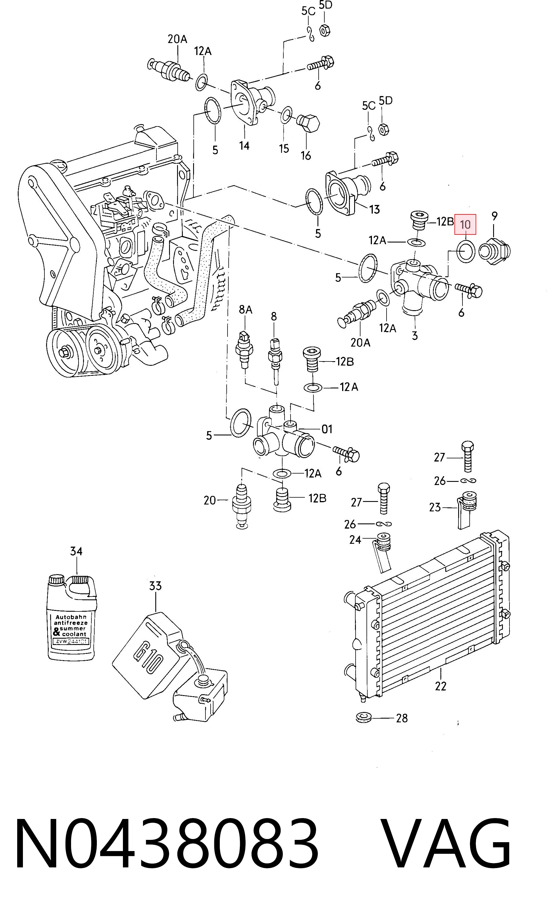 N0438083 VAG Vedante de rolha de panela de motor