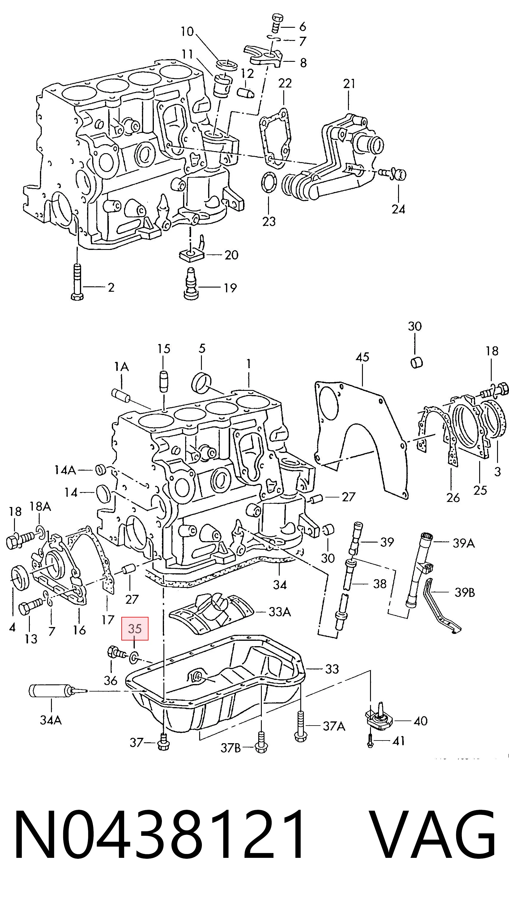 N0438121 VAG Vedante de rolha de panela de motor