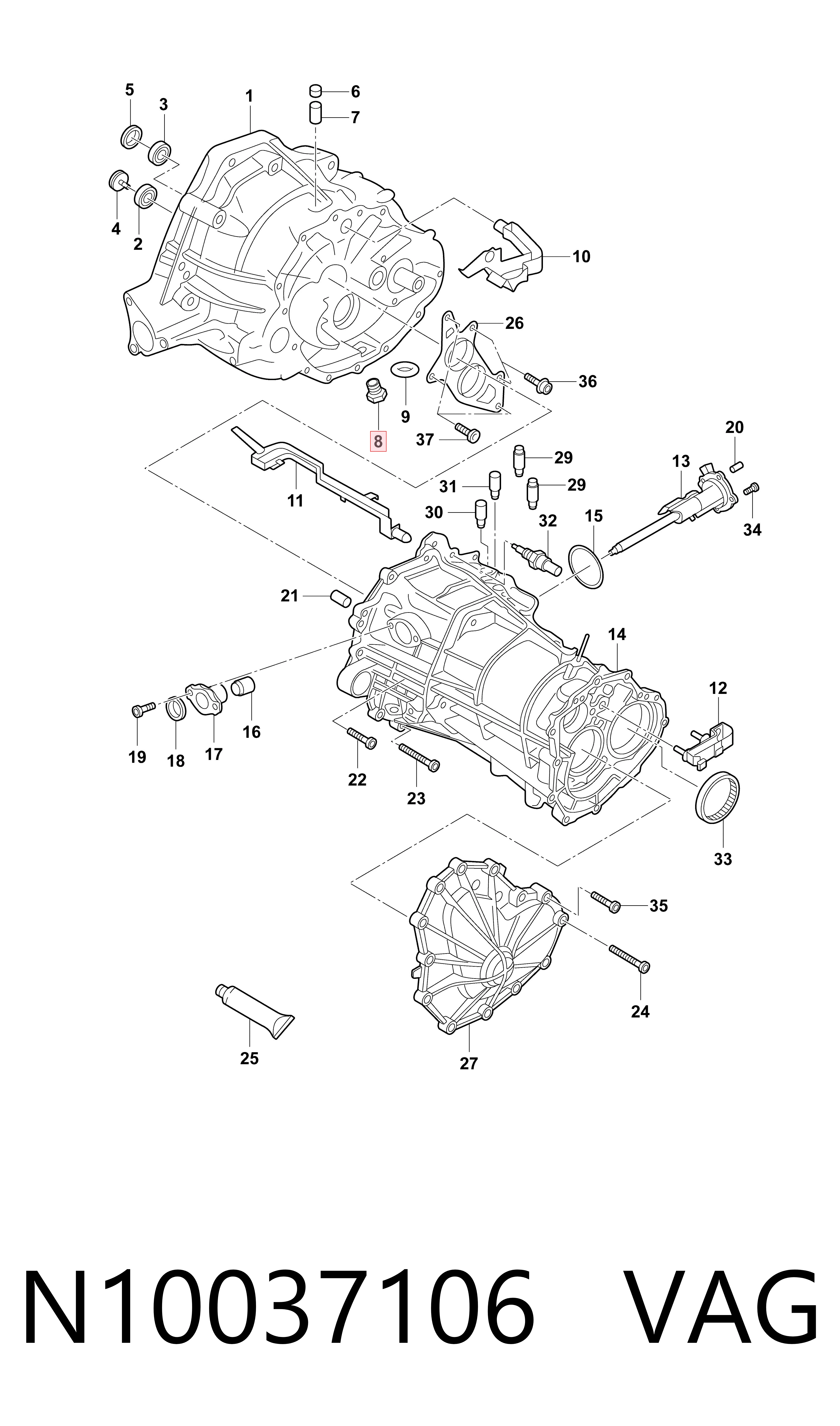 N10037106 VAG Tampão de panela da Caixa Automática de Mudança